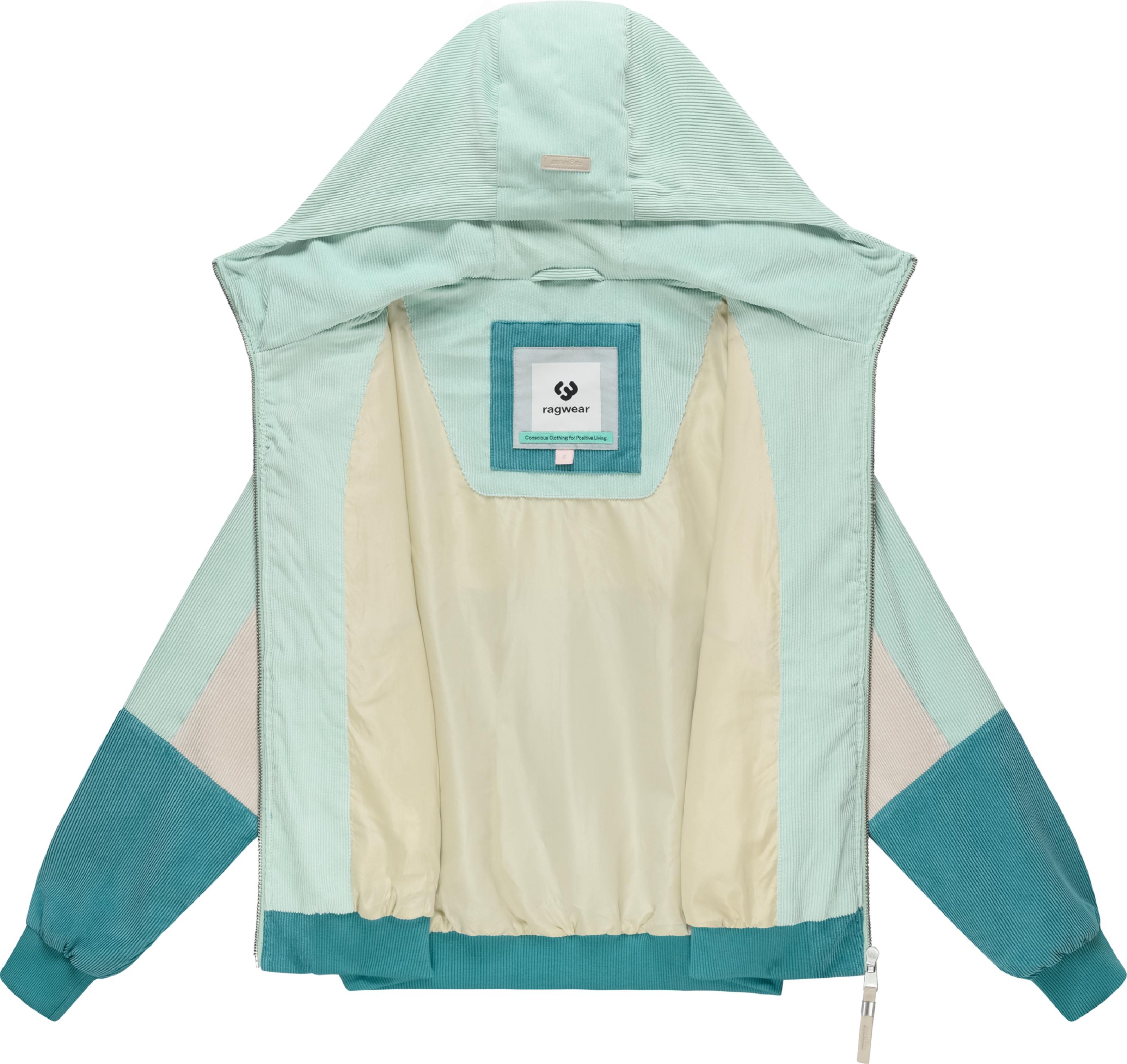 Cordjacke mit verstellbarer Kapuze "Queny Cordy" Teal Green