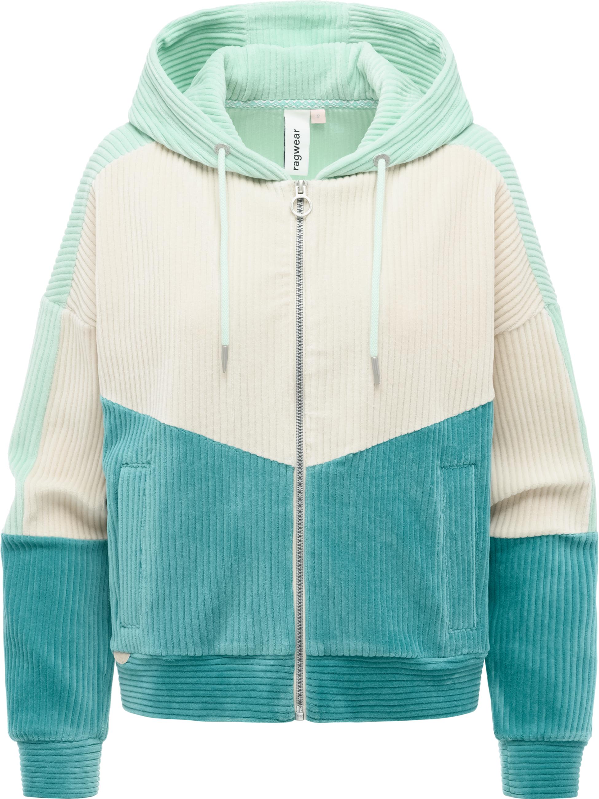 Sweatjacke in Cord-Optik "Queny Sweat Cordy" Teal Green
