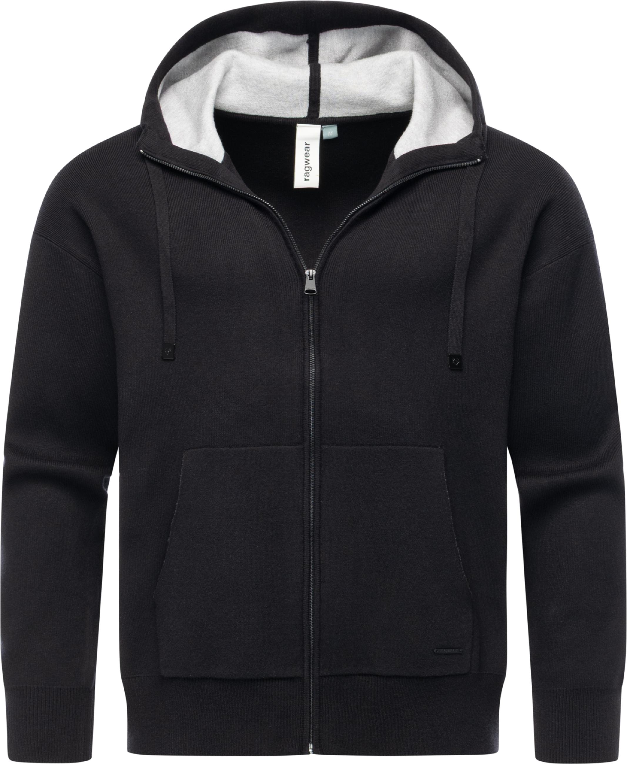 Gerippte Sweatjacke mit Kapuze "Raggan Zip" Black