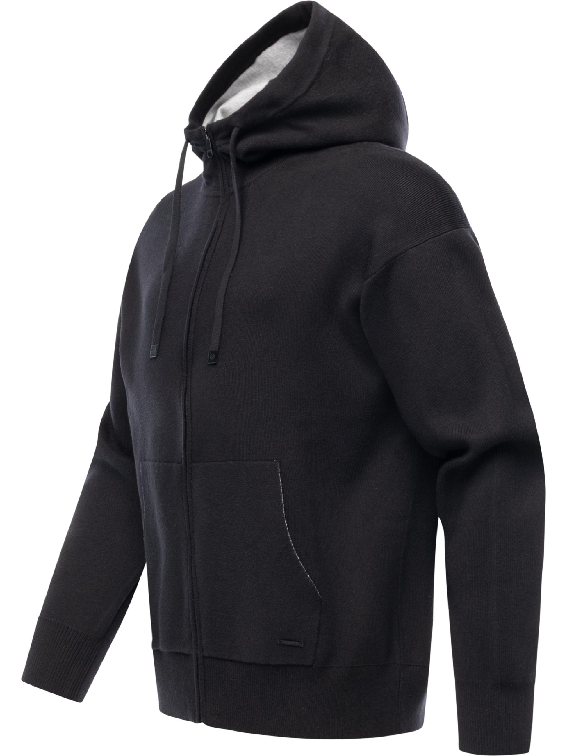 Gerippte Sweatjacke mit Kapuze "Raggan Zip" Black