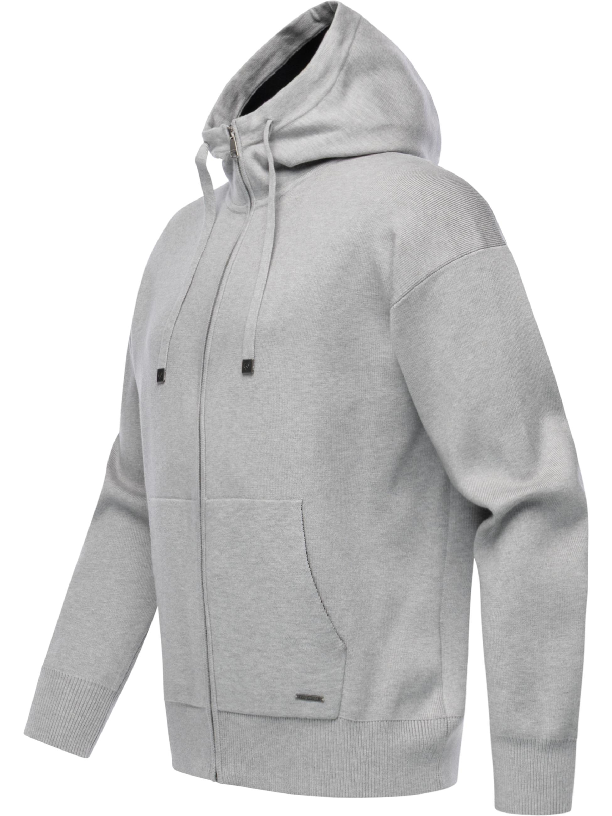 Gerippte Sweatjacke mit Kapuze "Raggan Zip" Grey