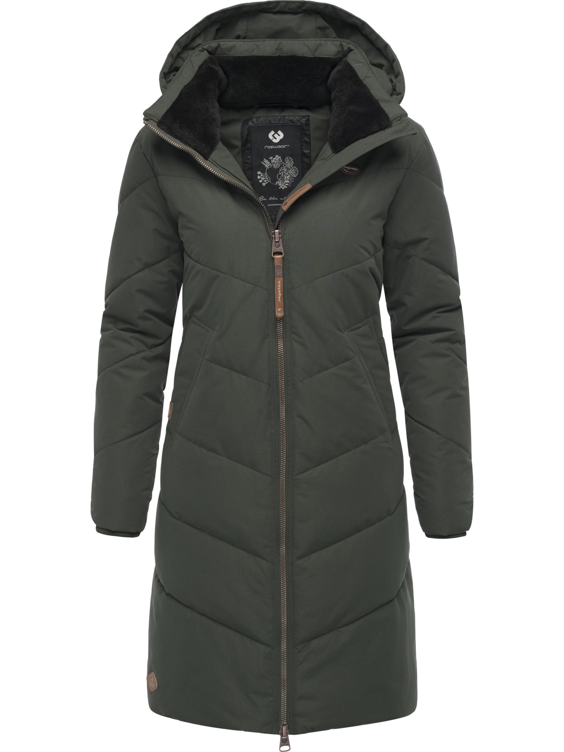 Langer wasserdichter Winter Steppmantel mit abnehmbarer Kapuze "Rebelka" Dark Olive25