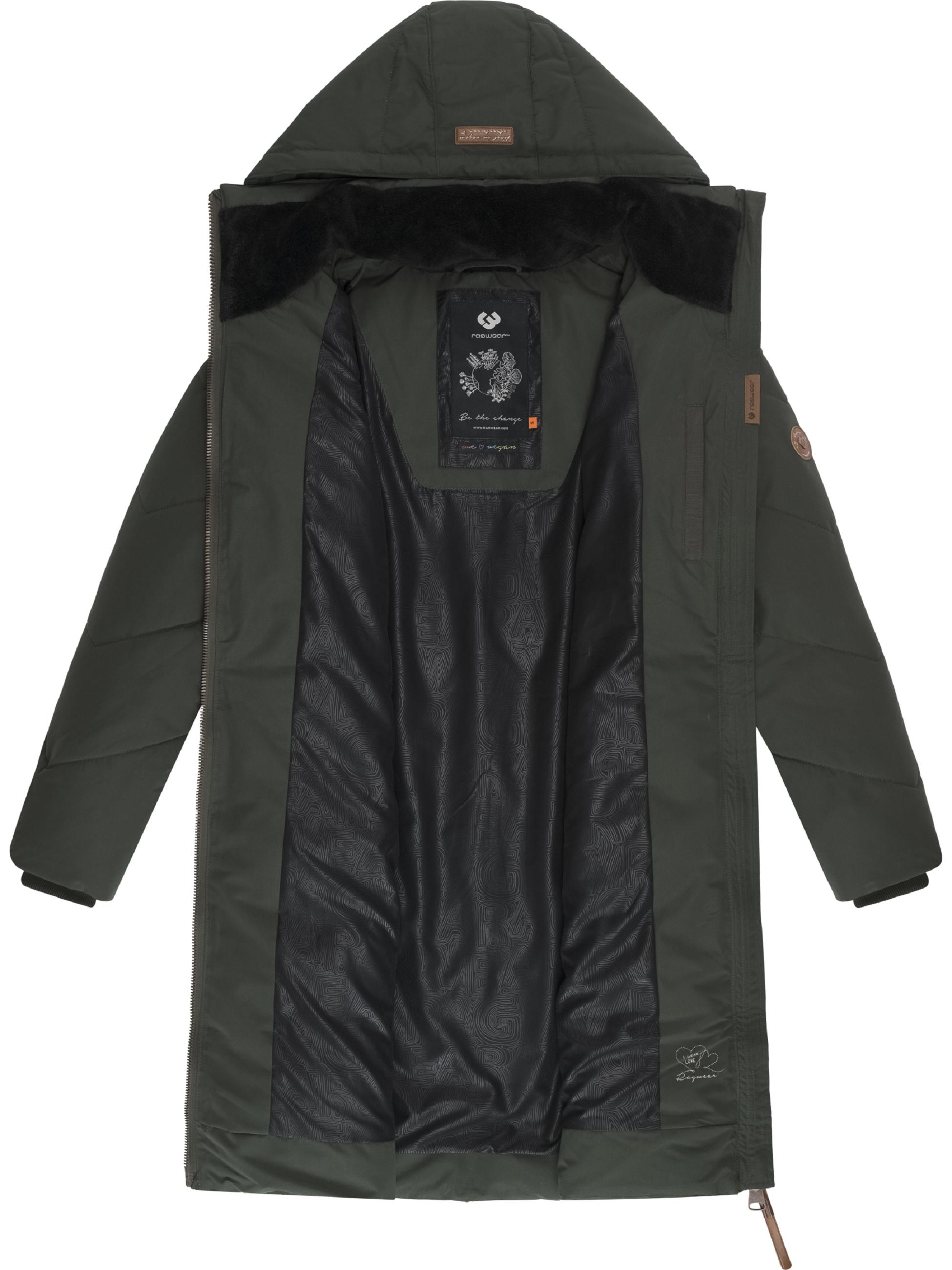 Langer wasserdichter Winter Steppmantel mit abnehmbarer Kapuze "Rebelka" Dark Olive25