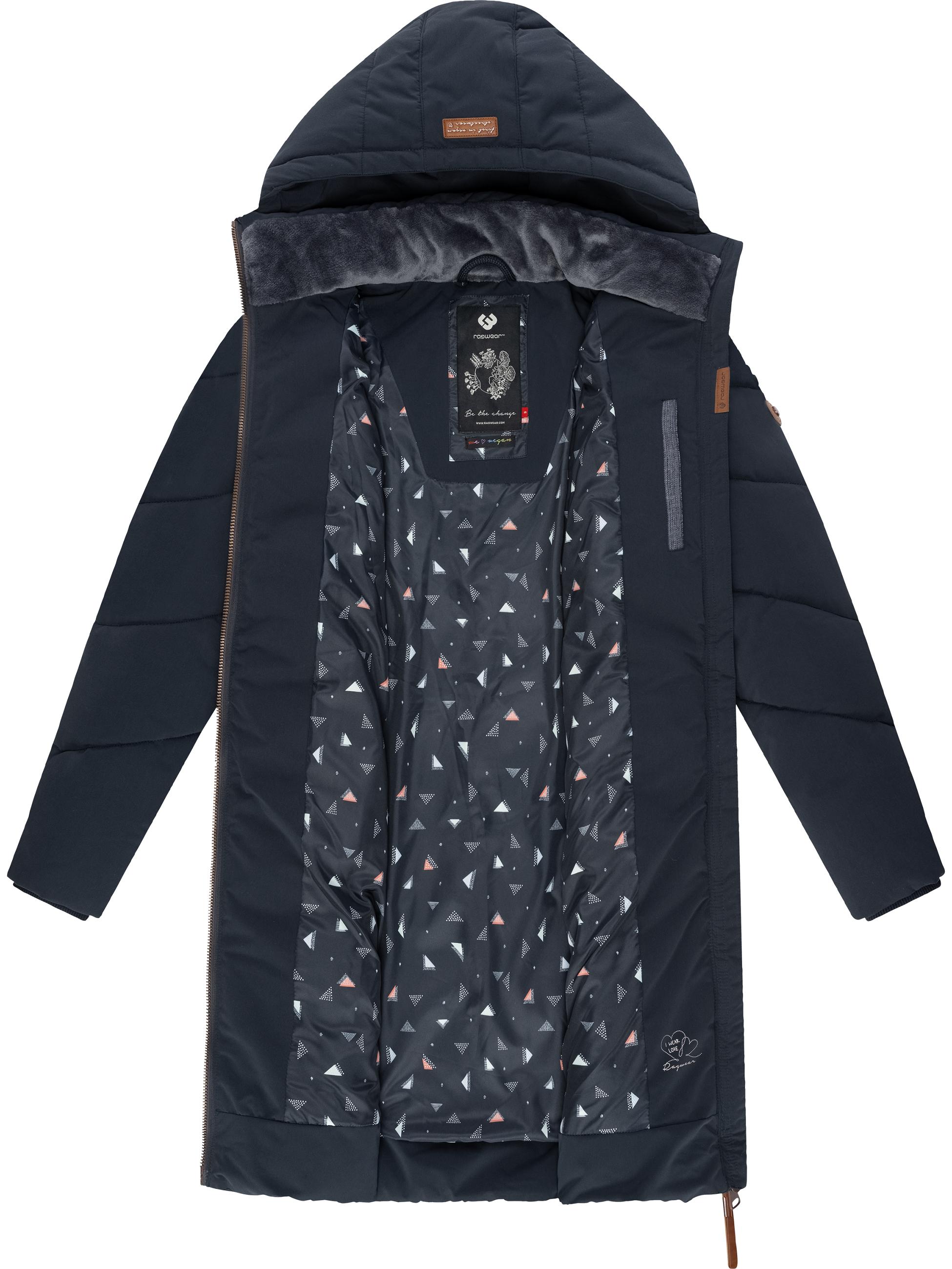 Langer Winter Steppmantel mit abnehmbarer Kapuze "Rebelka" Navy22