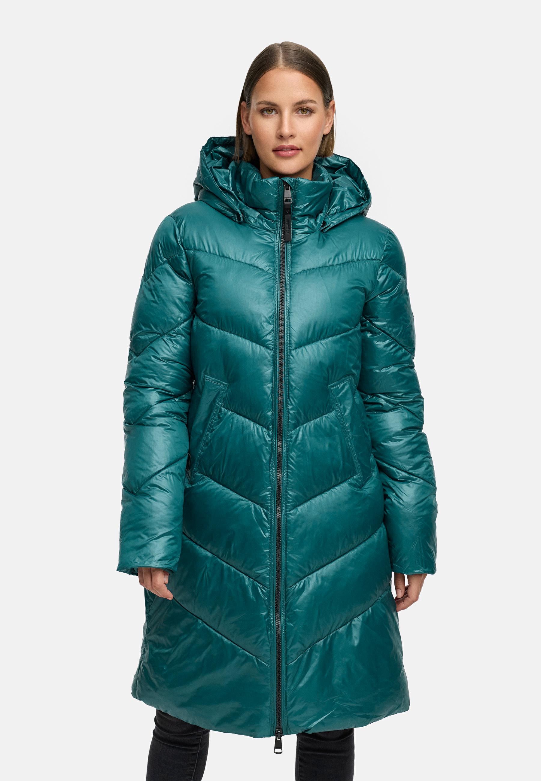 Glänzender Winter Steppmantel "Rebelka Shiny YOUMODO" Ocean Green