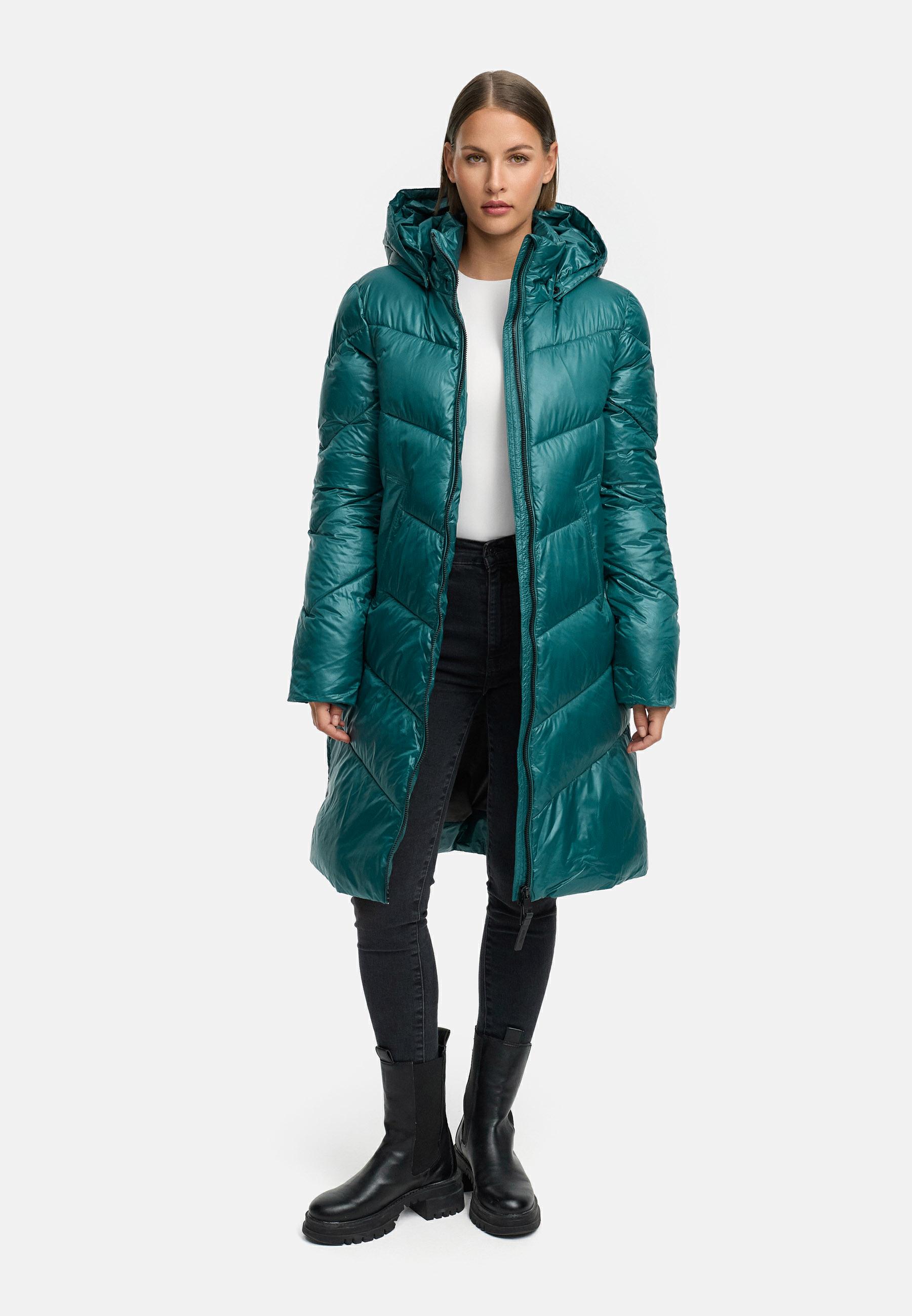 Glänzender Winter Steppmantel "Rebelka Shiny YOUMODO" Ocean Green