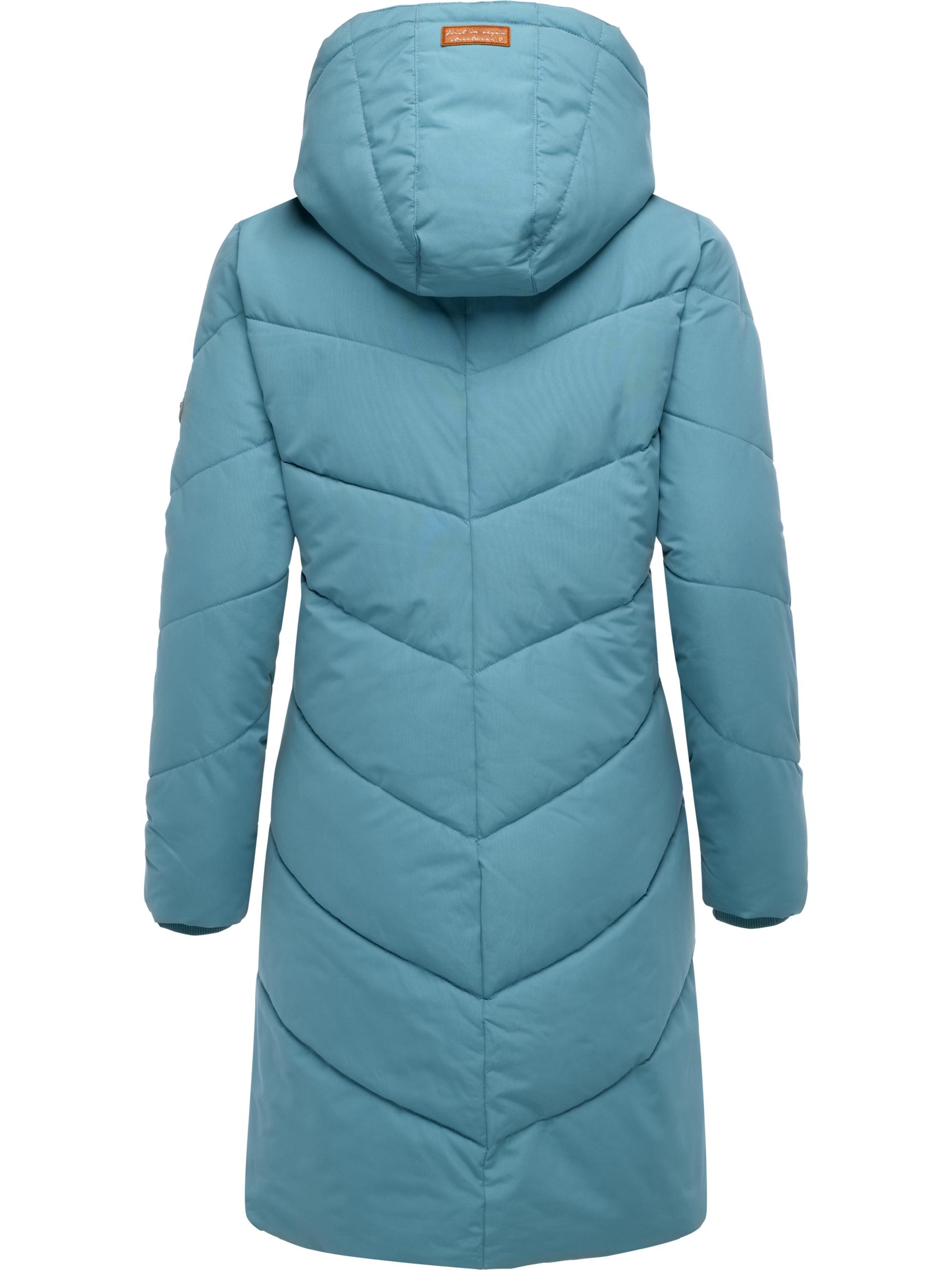 Langer wasserdichter Winter Steppmantel mit abnehmbarer Kapuze "Rebelka" Stone Blue25