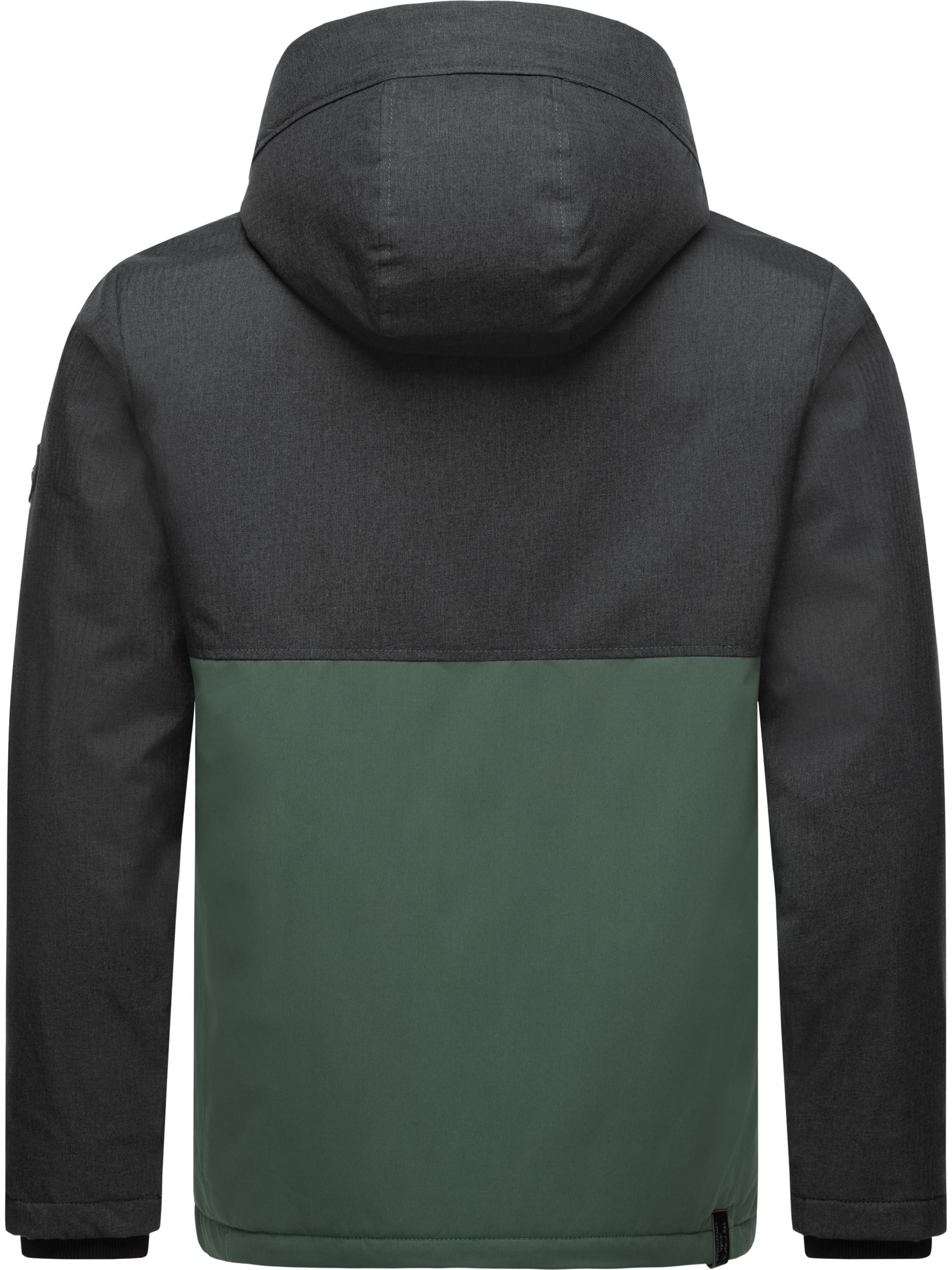 Wasserdichte Übergangsjacke mit abnehmbarer Kapuze "Roens" Pine Green