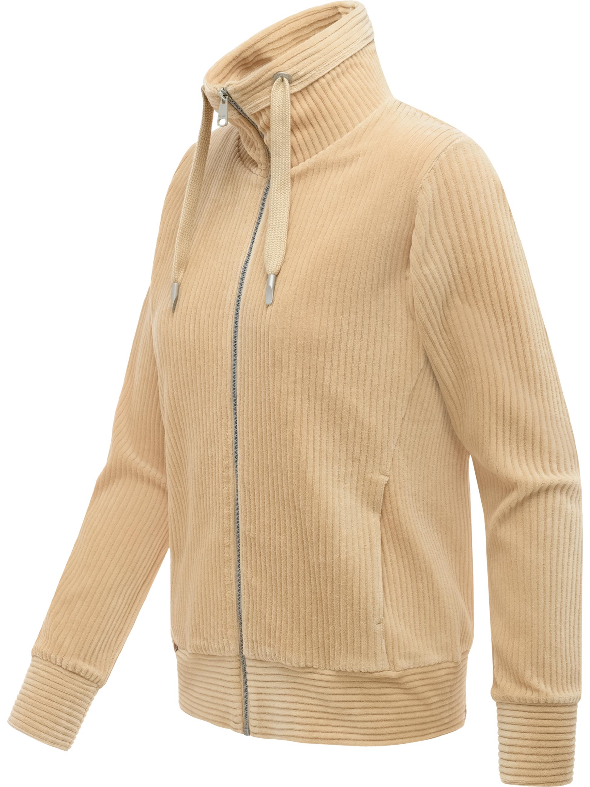 Sweatjacke aus weichem Kord in Samt-Haptik "Ronette Cordy" Ecru