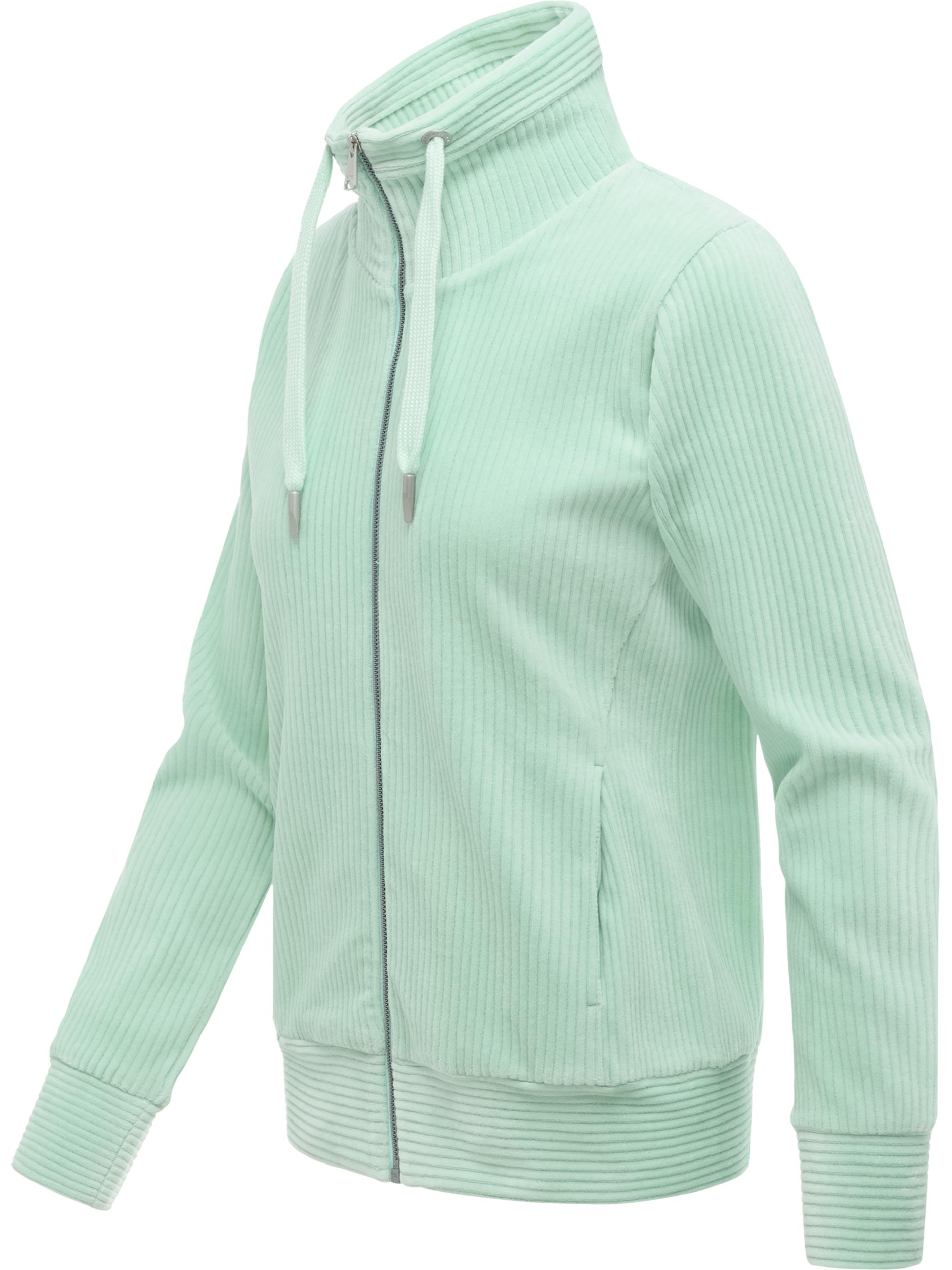Sweatjacke aus weichem Kord in Samt-Haptik "Ronette Cordy" Mint