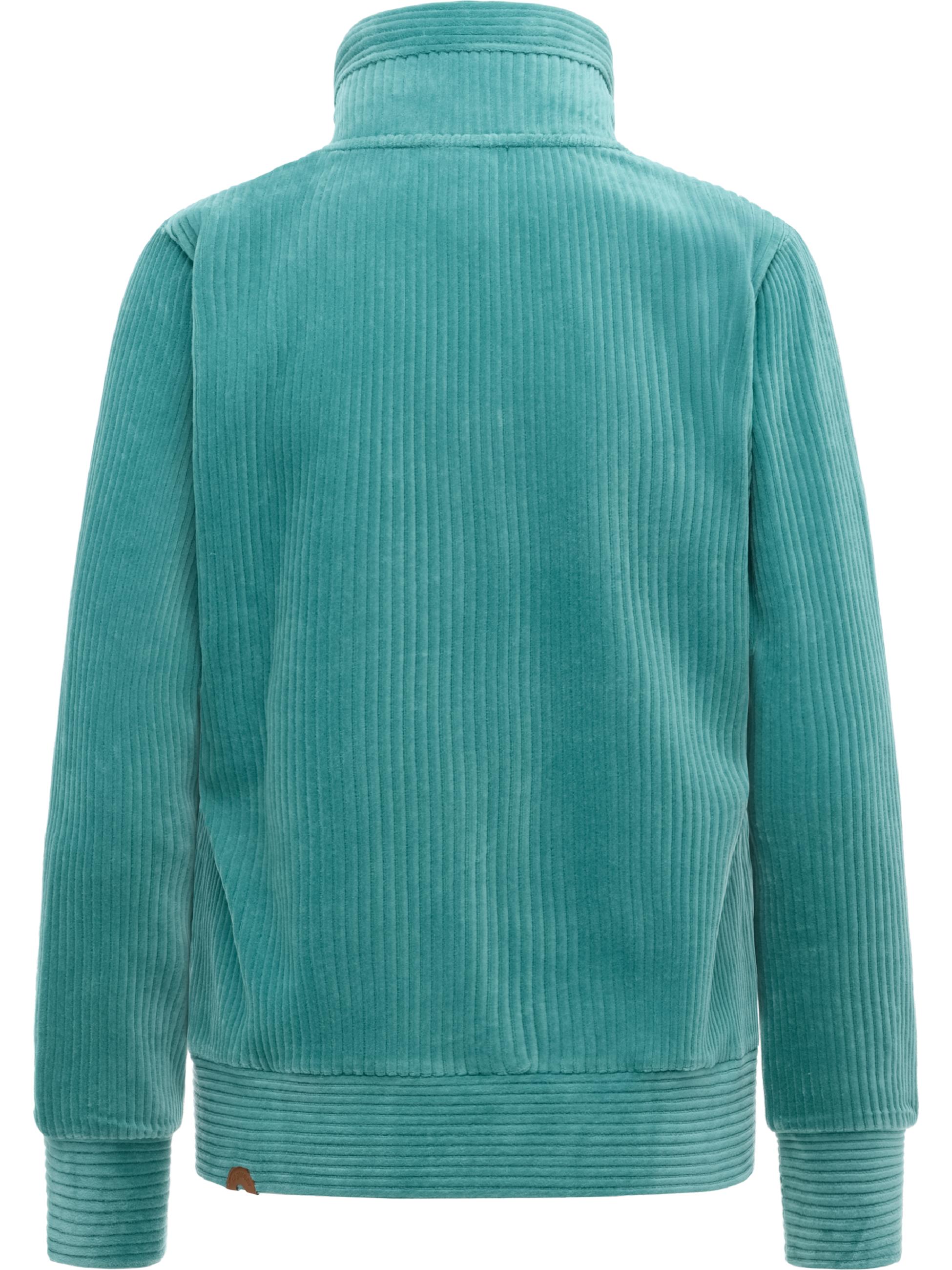 Sweatjacke aus weichem Kord in Samt-Haptik "Ronette Cordy" Teal Green