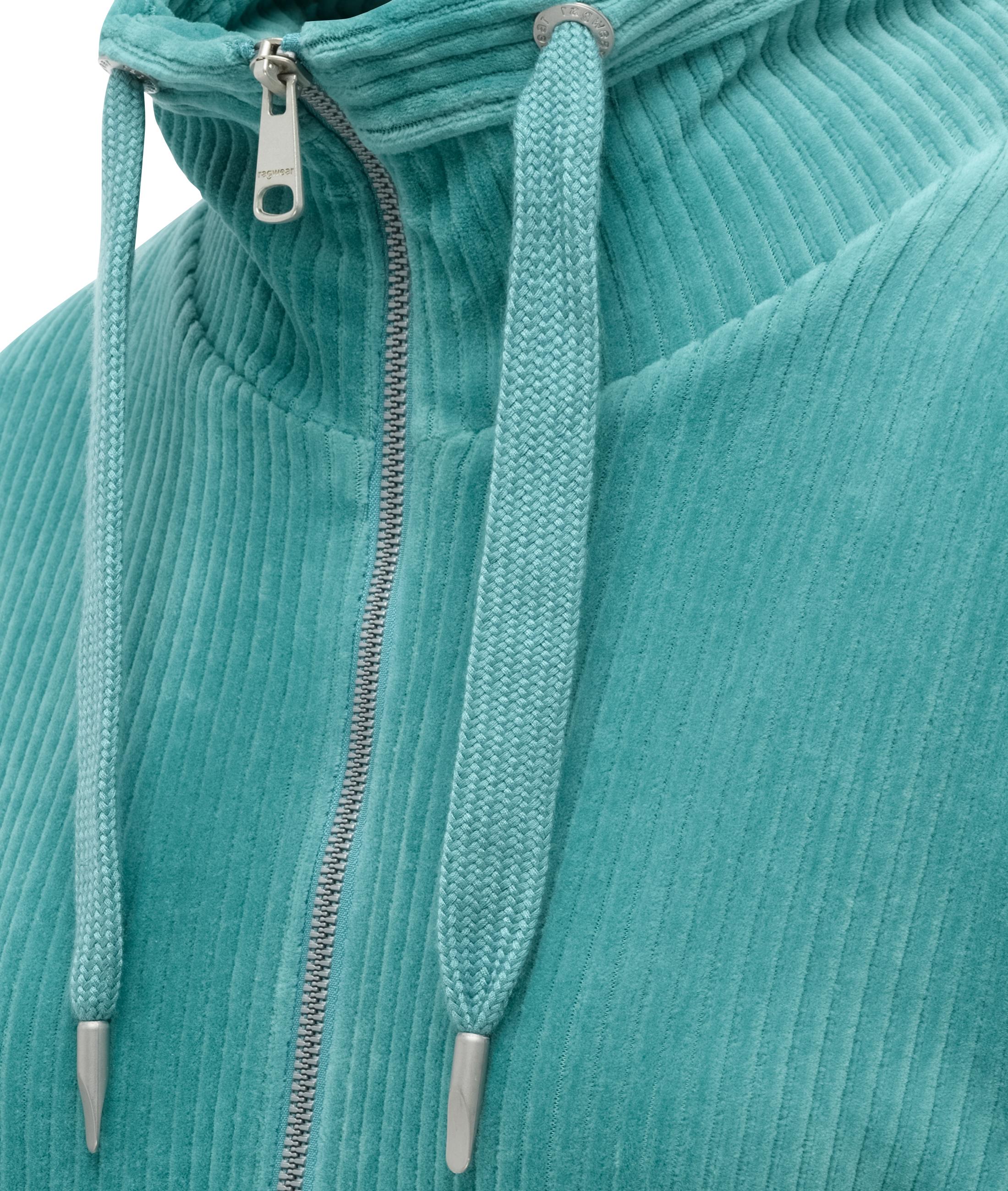 Sweatjacke aus weichem Kord in Samt-Haptik "Ronette Cordy" Teal Green