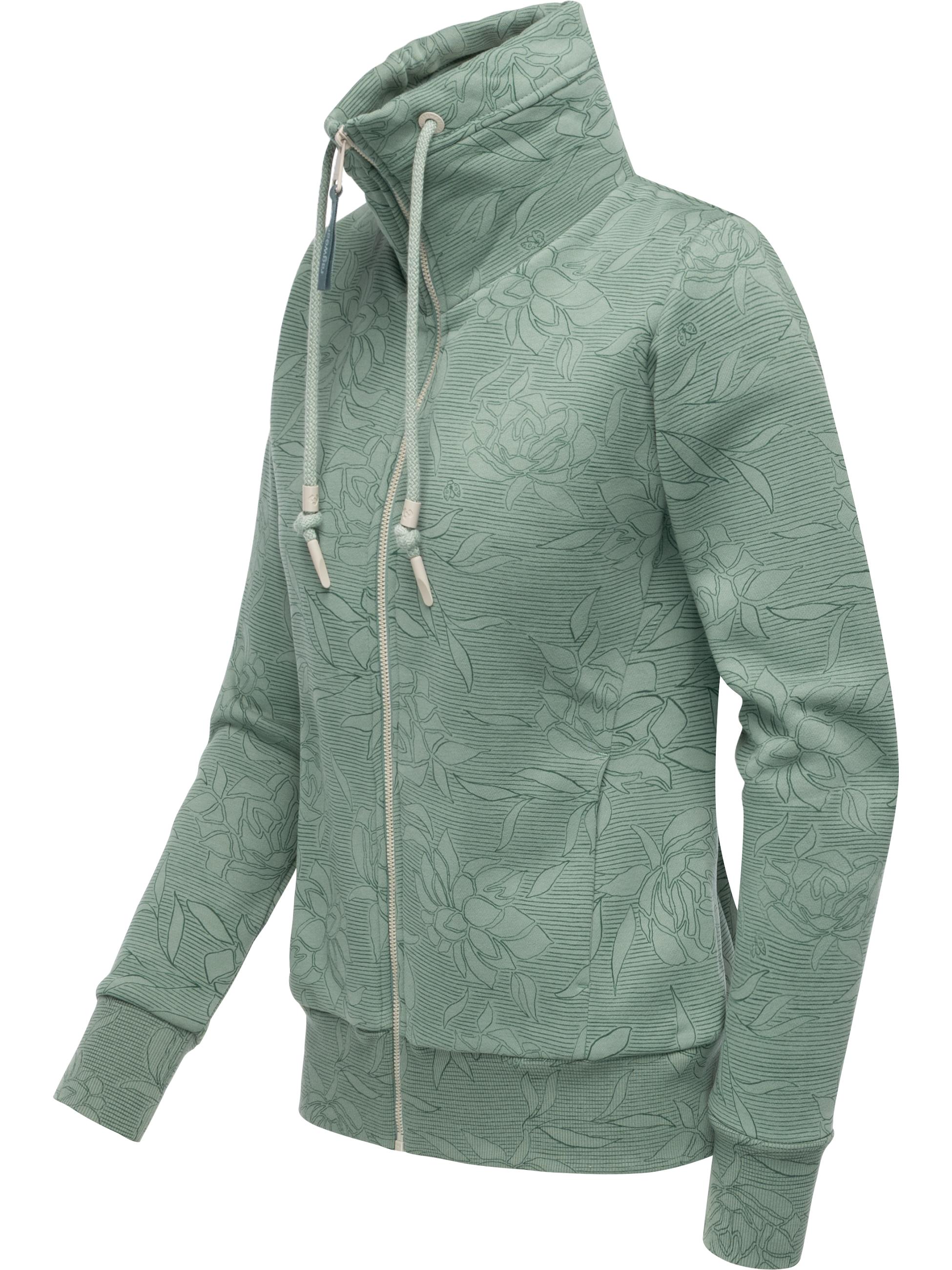 Sweatjacke mit Allover-Print "Ronette Print" Dusty Green