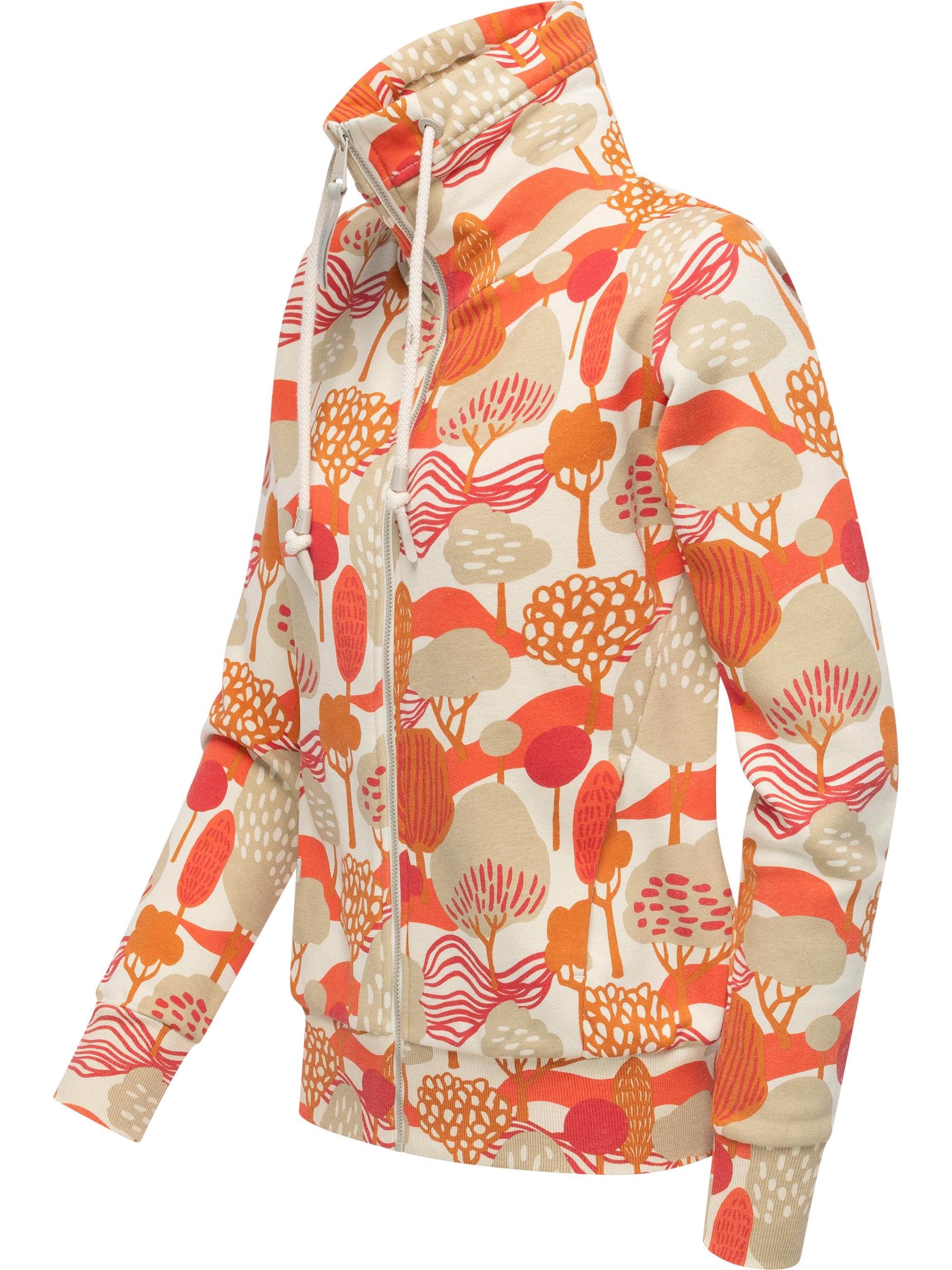 Sweatjacke mit Allover-Print "Ronette Print" Ecru