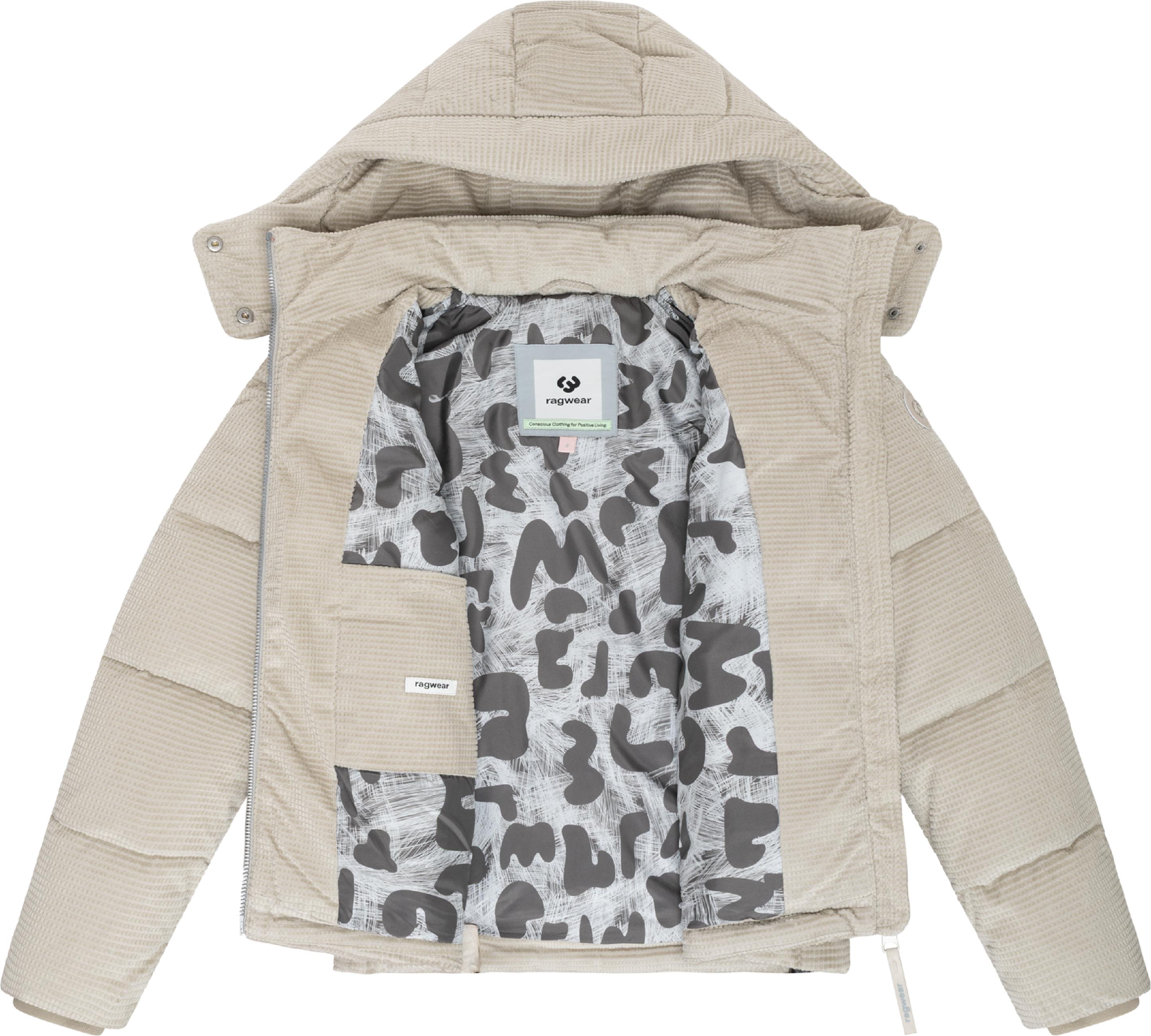Wasserdichte Winterjacke aus Kord mit abnehmbarer Kapuze "Roobie Cordy" Bone