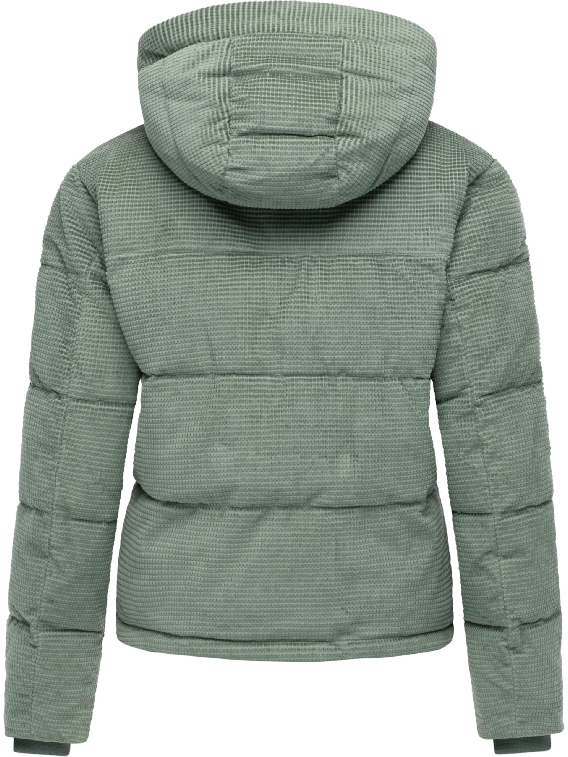 Wasserdichte Winterjacke aus Kord mit abnehmbarer Kapuze "Roobie Cordy" Dusty Green