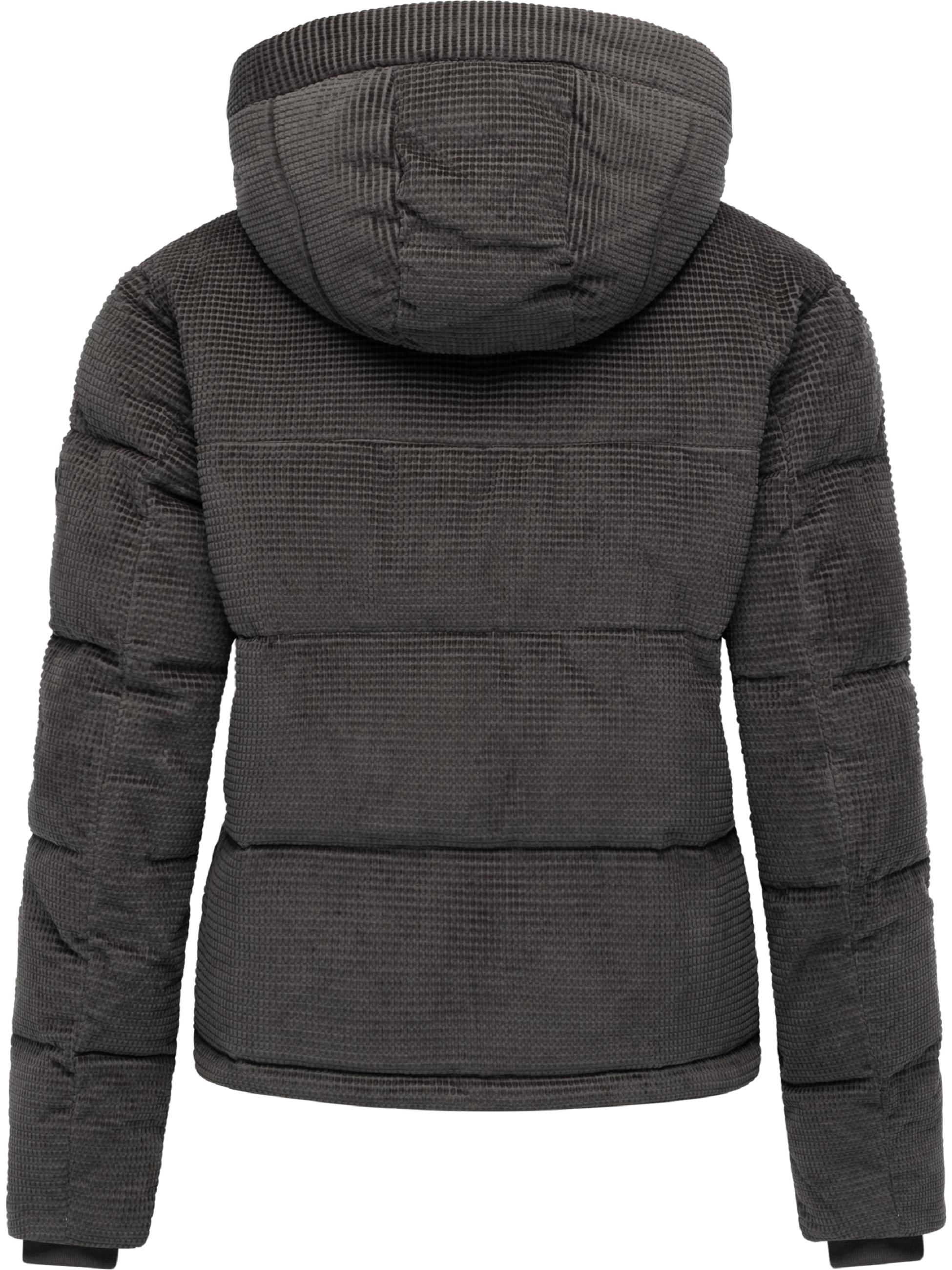 Wasserdichte Winterjacke aus Kord mit abnehmbarer Kapuze "Roobie Cordy" Stone Grey