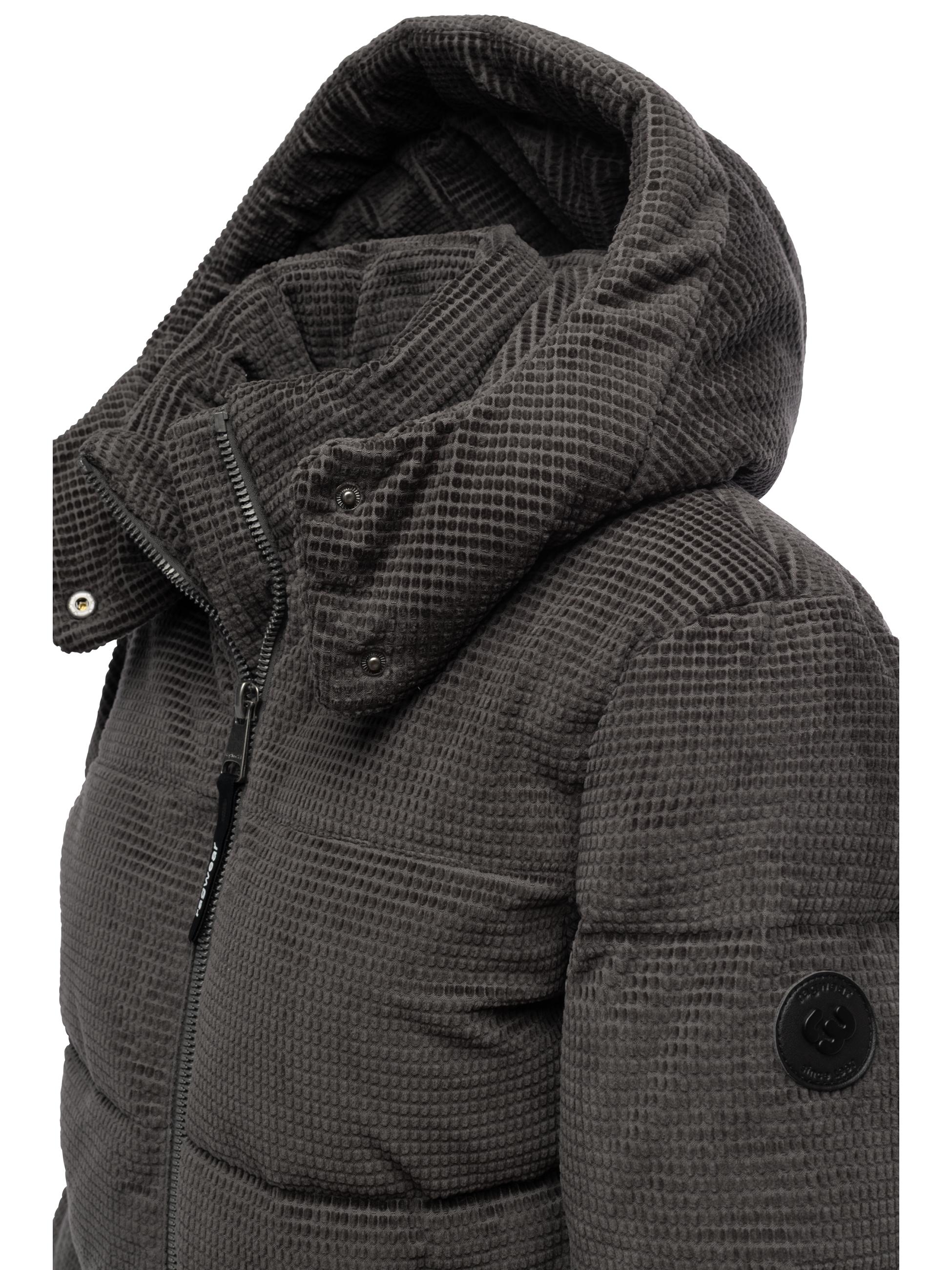 Wasserdichte Winterjacke aus Kord mit abnehmbarer Kapuze "Roobie Cordy" Stone Grey