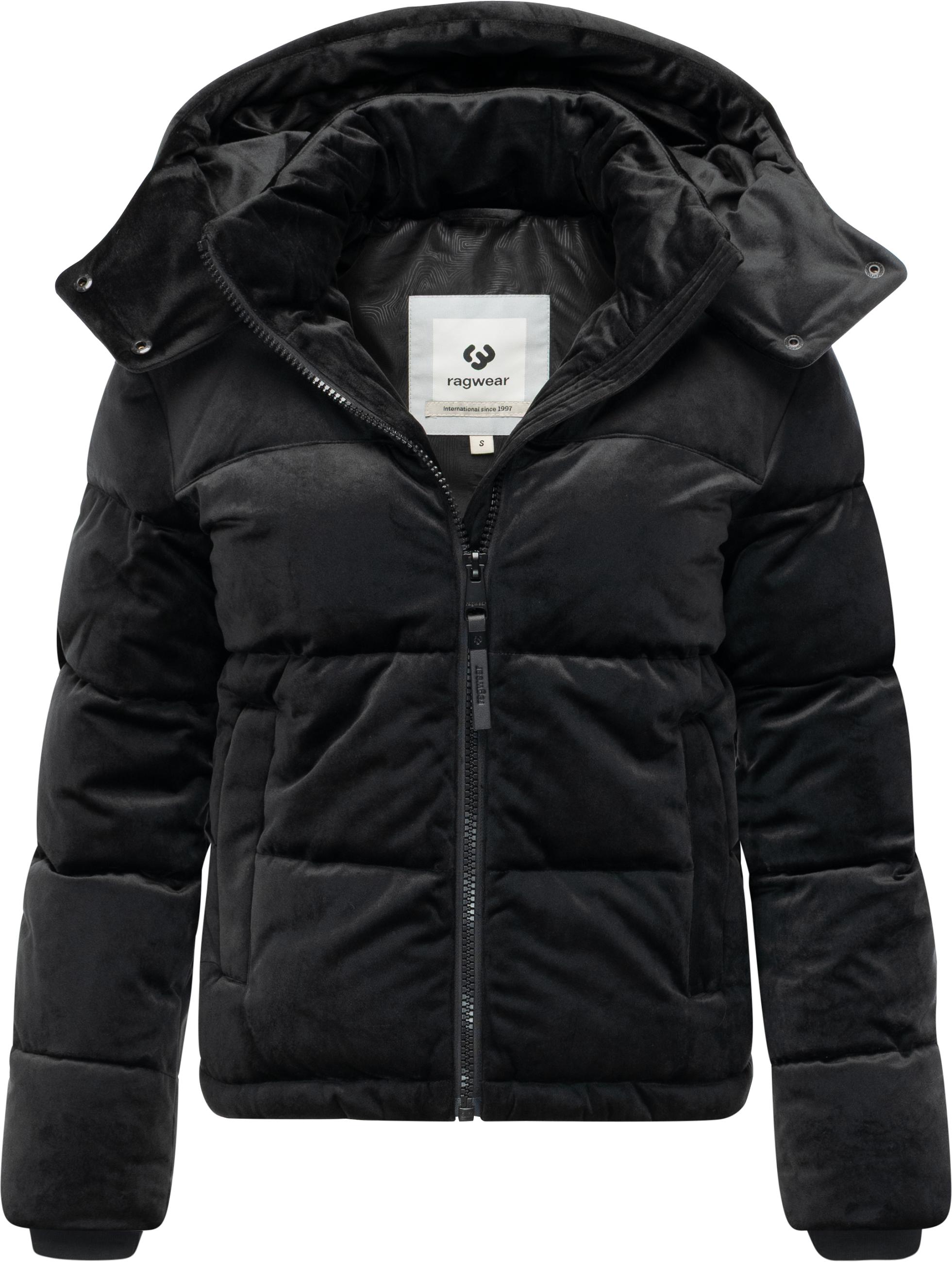 Winter Steppjacke in Samtoptik mit Kapuze "Roobie Velvet YOUMODO" Black