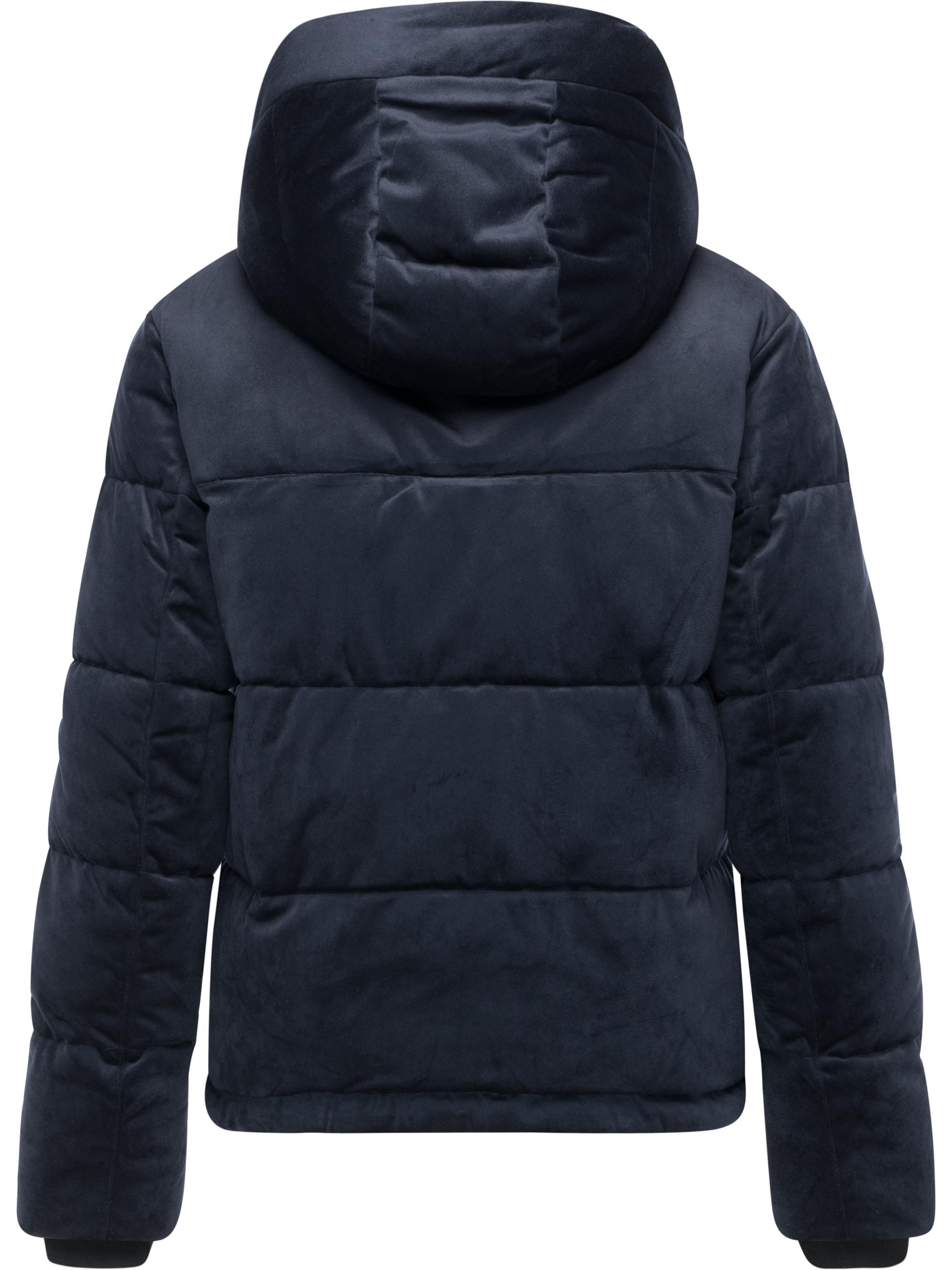 Winter Steppjacke in Samtoptik mit Kapuze "Roobie Velvet YOUMODO" Navy