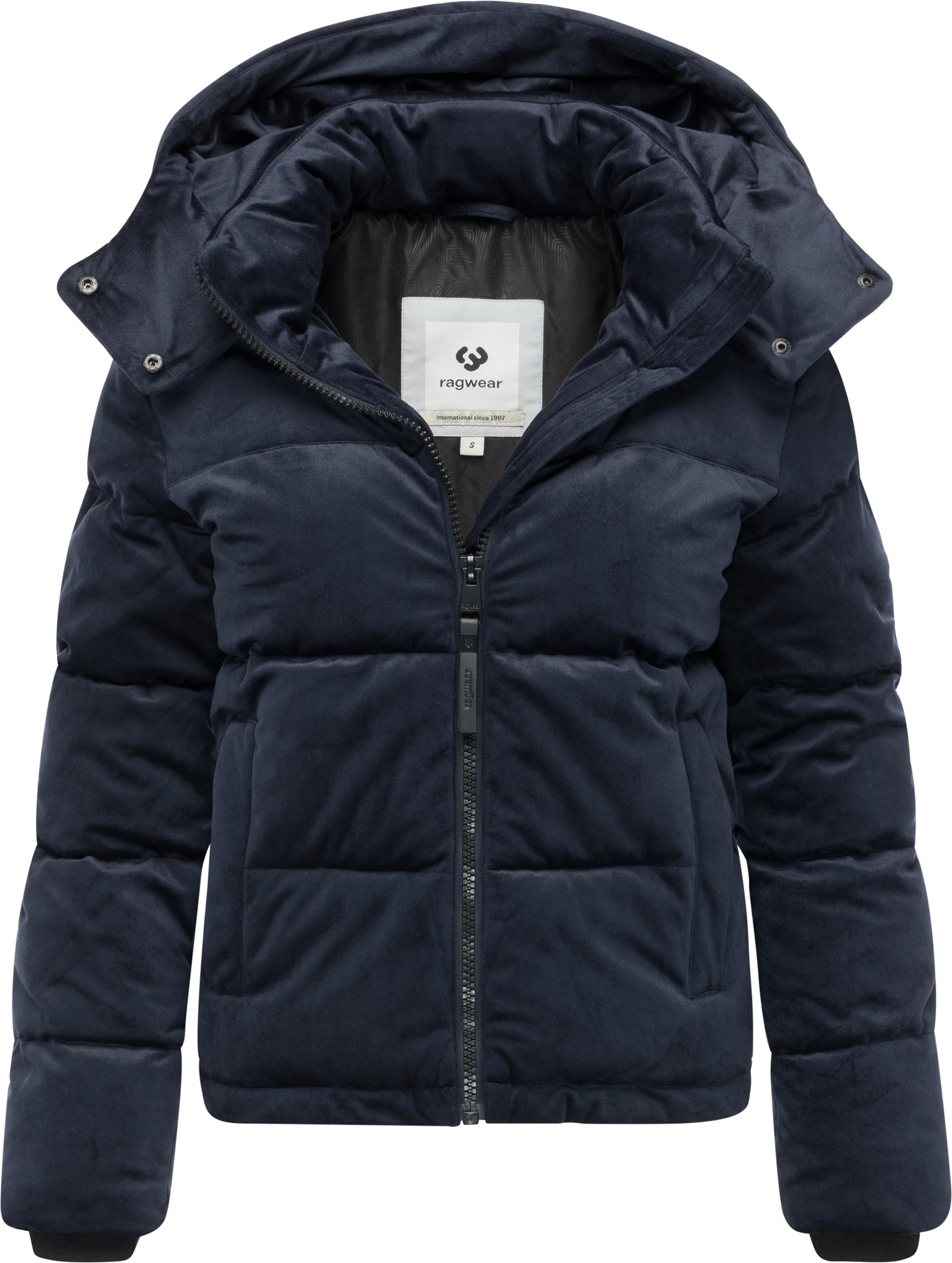 Winter Steppjacke in Samtoptik mit Kapuze "Roobie Velvet YOUMODO" Navy