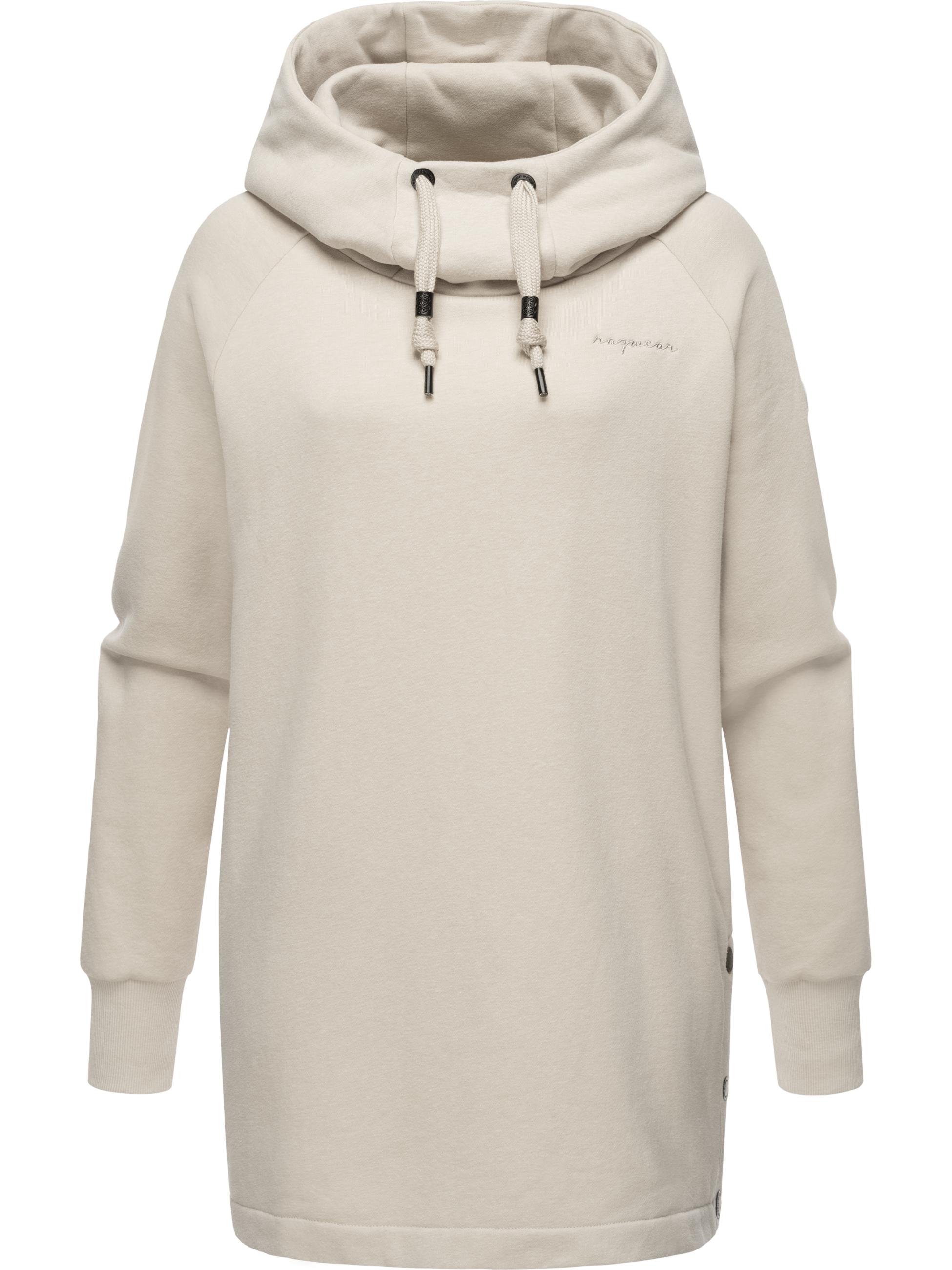 Langer Hoodie mit Kapuze und Gehschlitzen "Rowenna" Bone