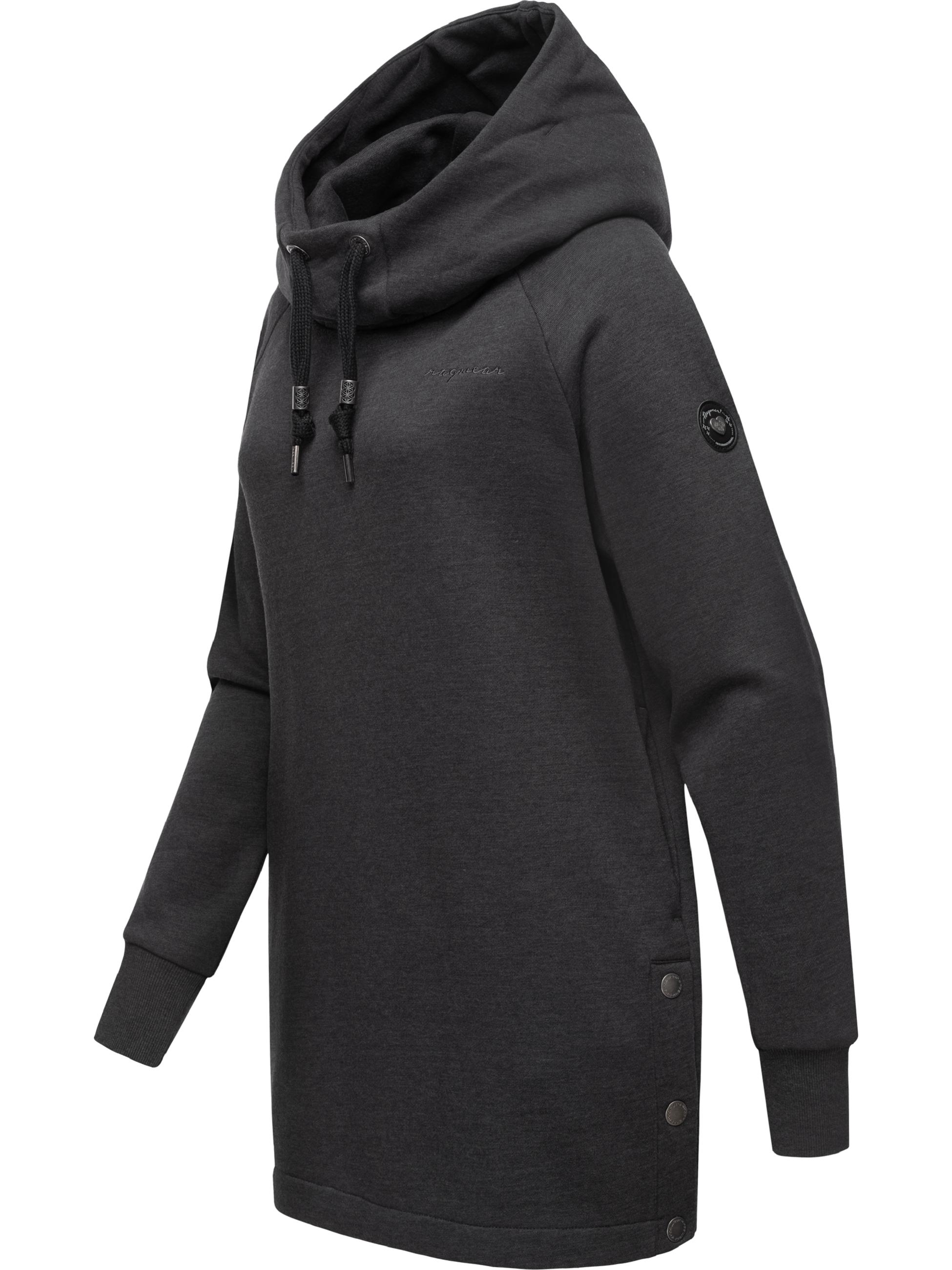Langer Hoodie mit Kapuze und Gehschlitzen "Rowenna" Dark Grey