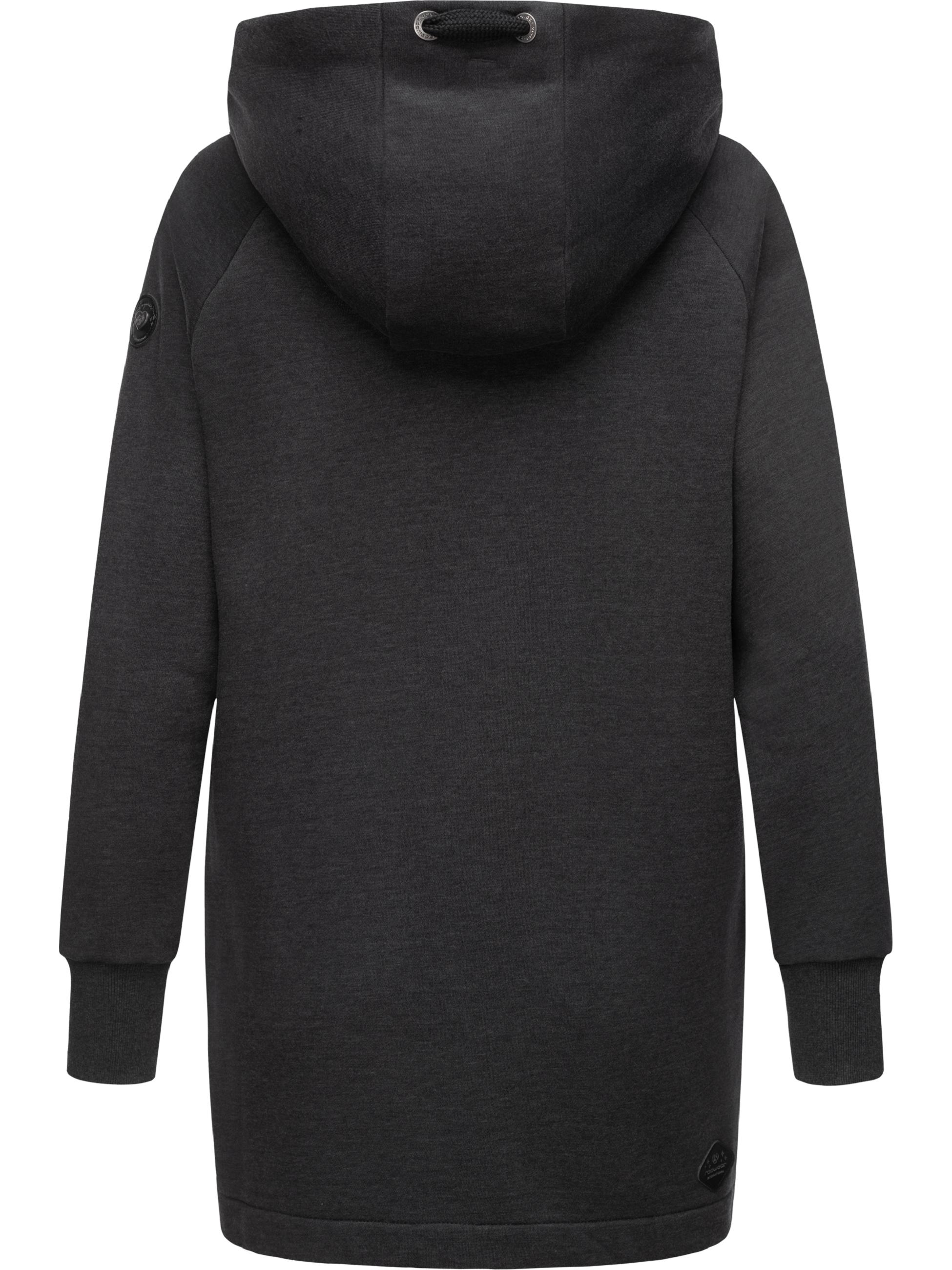 Langer Hoodie mit Kapuze und Gehschlitzen "Rowenna" Dark Grey