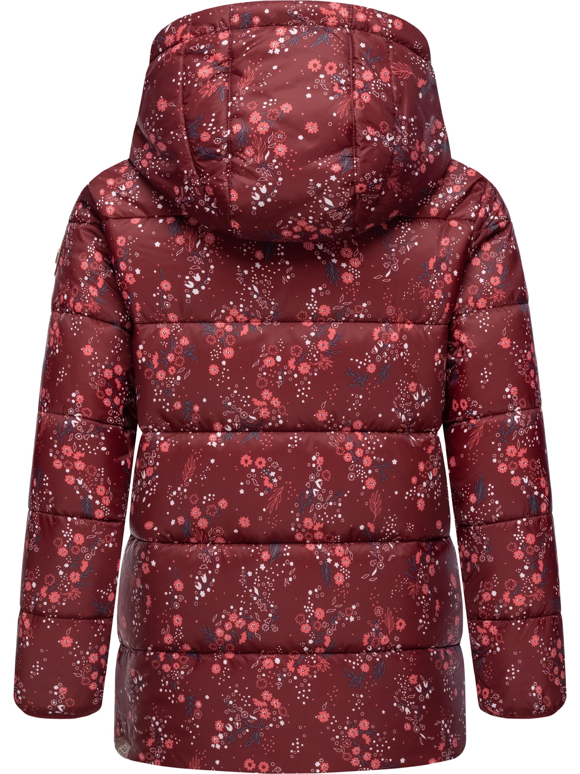 Lange Winter Steppjacke mit Kapuze "Roxanka Flowers" Wine Red