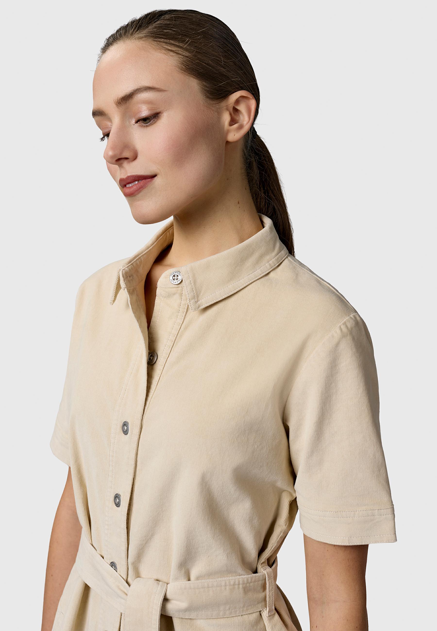 Kordkleid mit Hemdkragen "Rozyna Cordy YOUMODO" Ecru