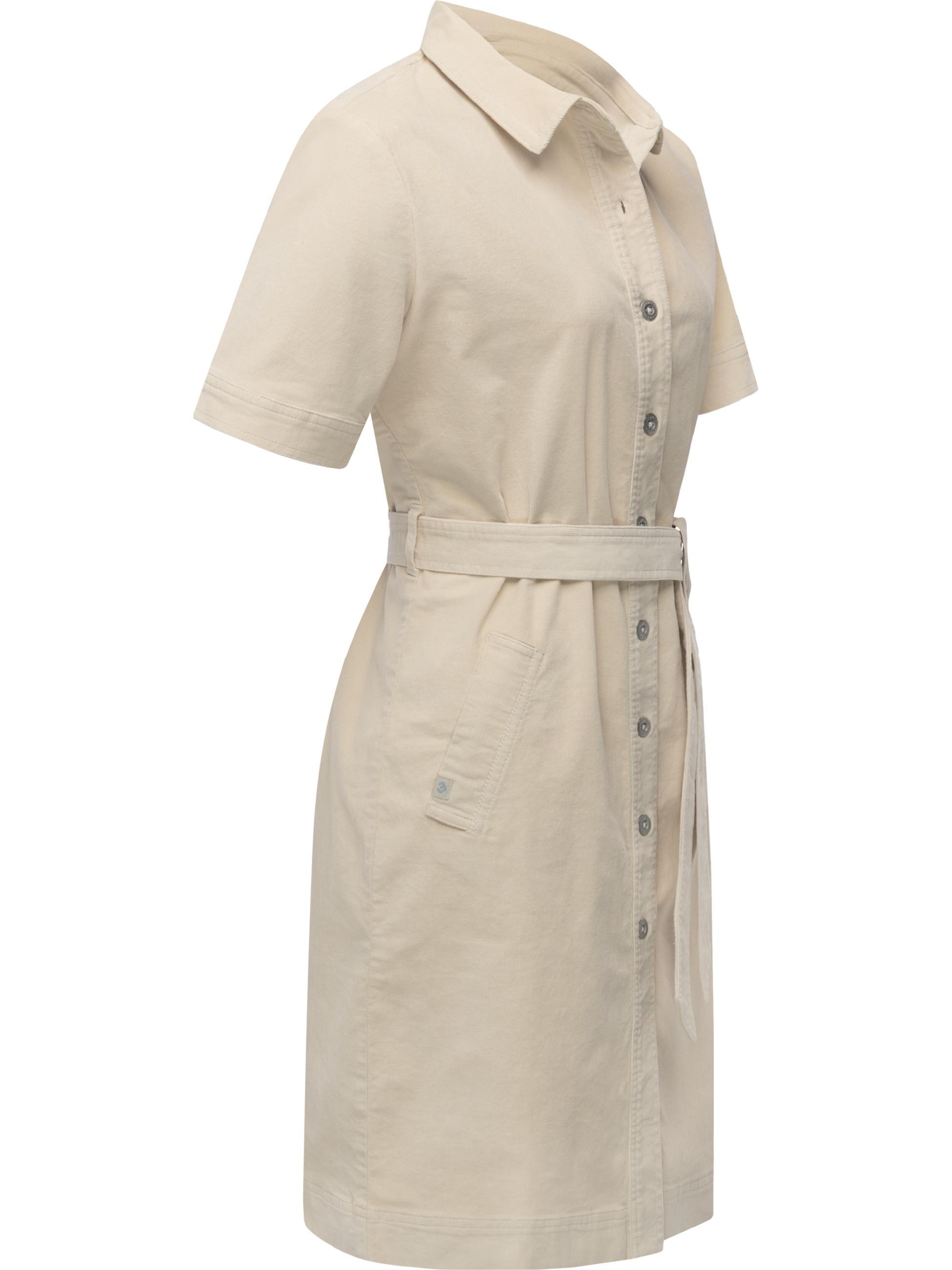 Kordkleid mit Hemdkragen "Rozyna Cordy YOUMODO" Ecru