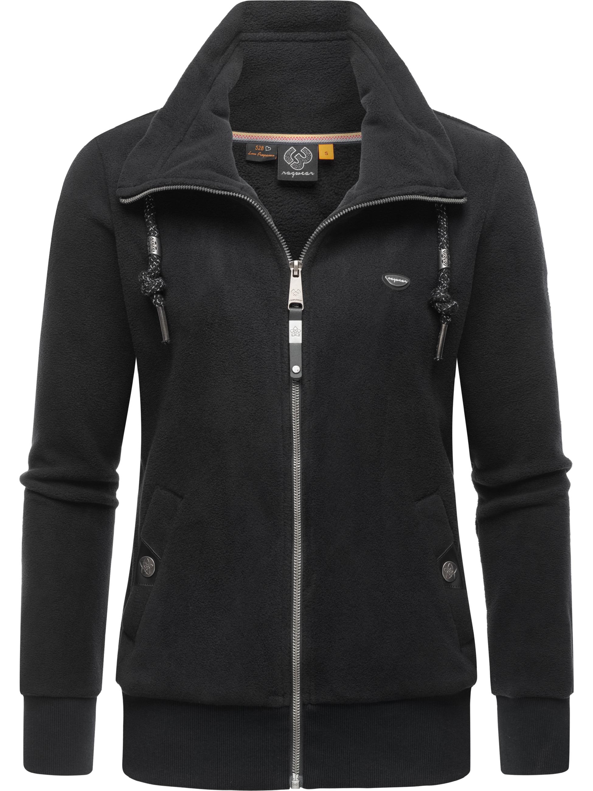 Weiche Zip-Hoodie Sweatjacke "Rylie Fleece Zip Solid" Black