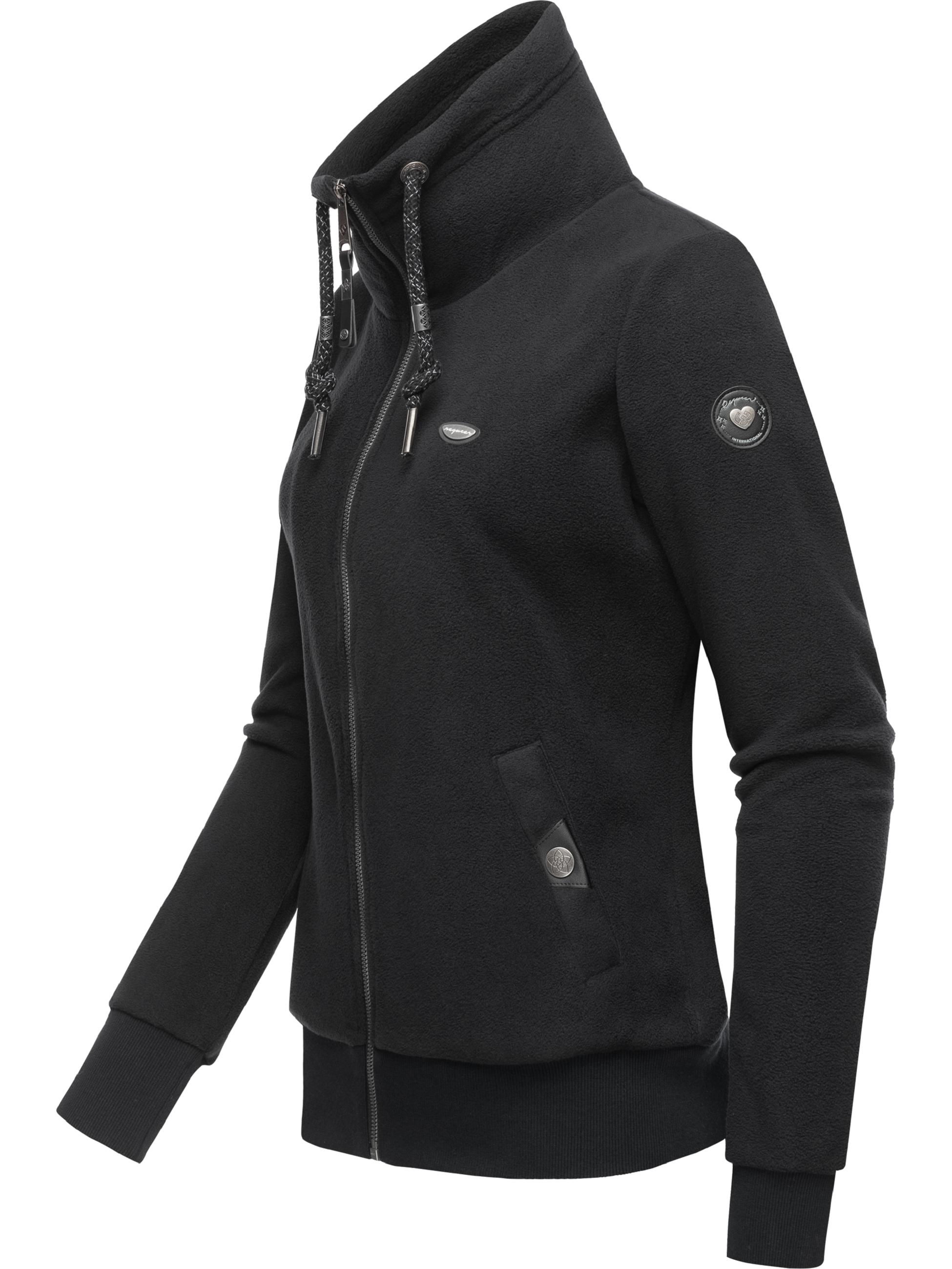 Weiche Zip-Hoodie Sweatjacke "Rylie Fleece Zip Solid" Black