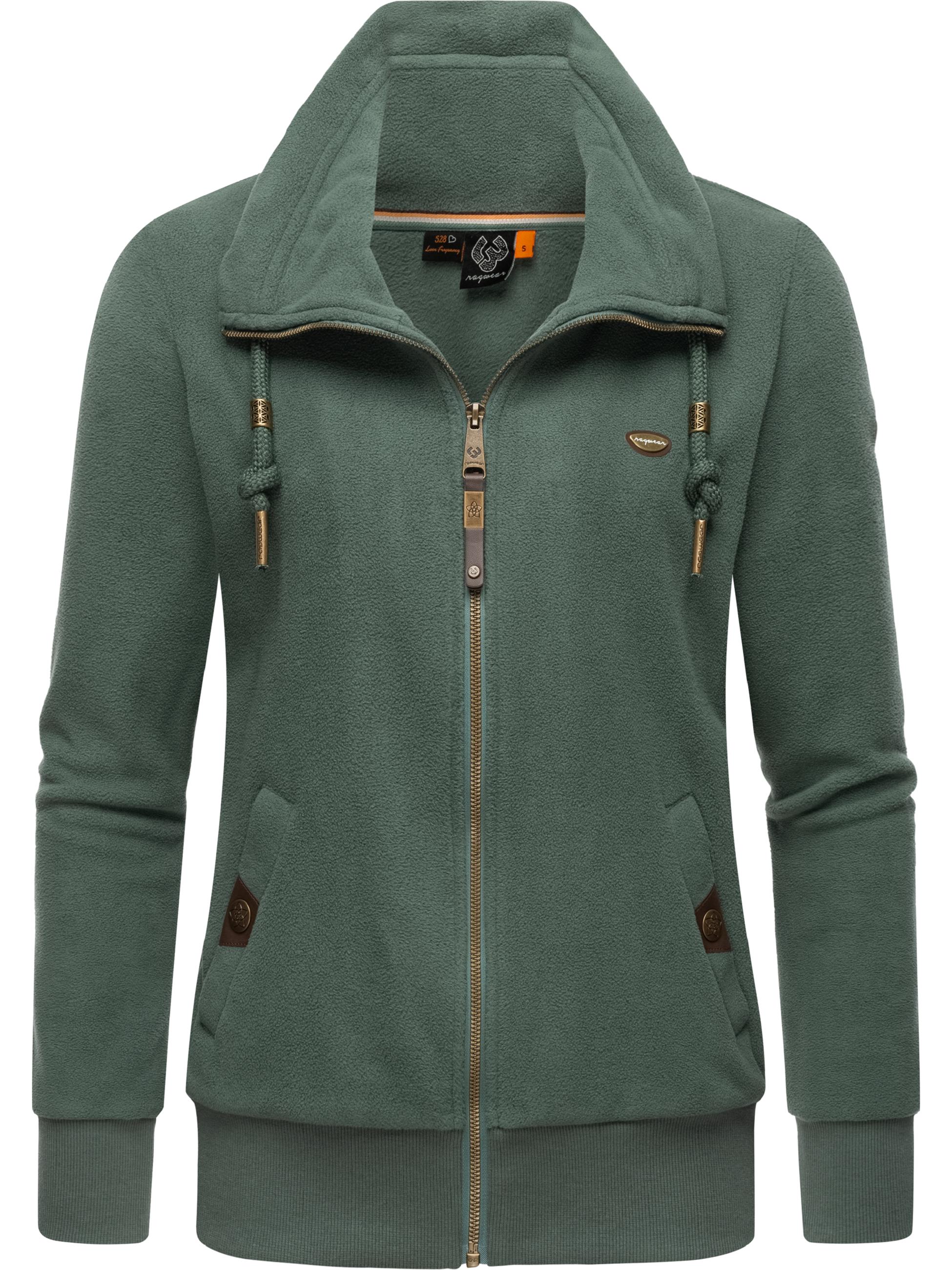 Weiche Zip-Hoodie Sweatjacke "Rylie Fleece Zip Solid" Pine Green