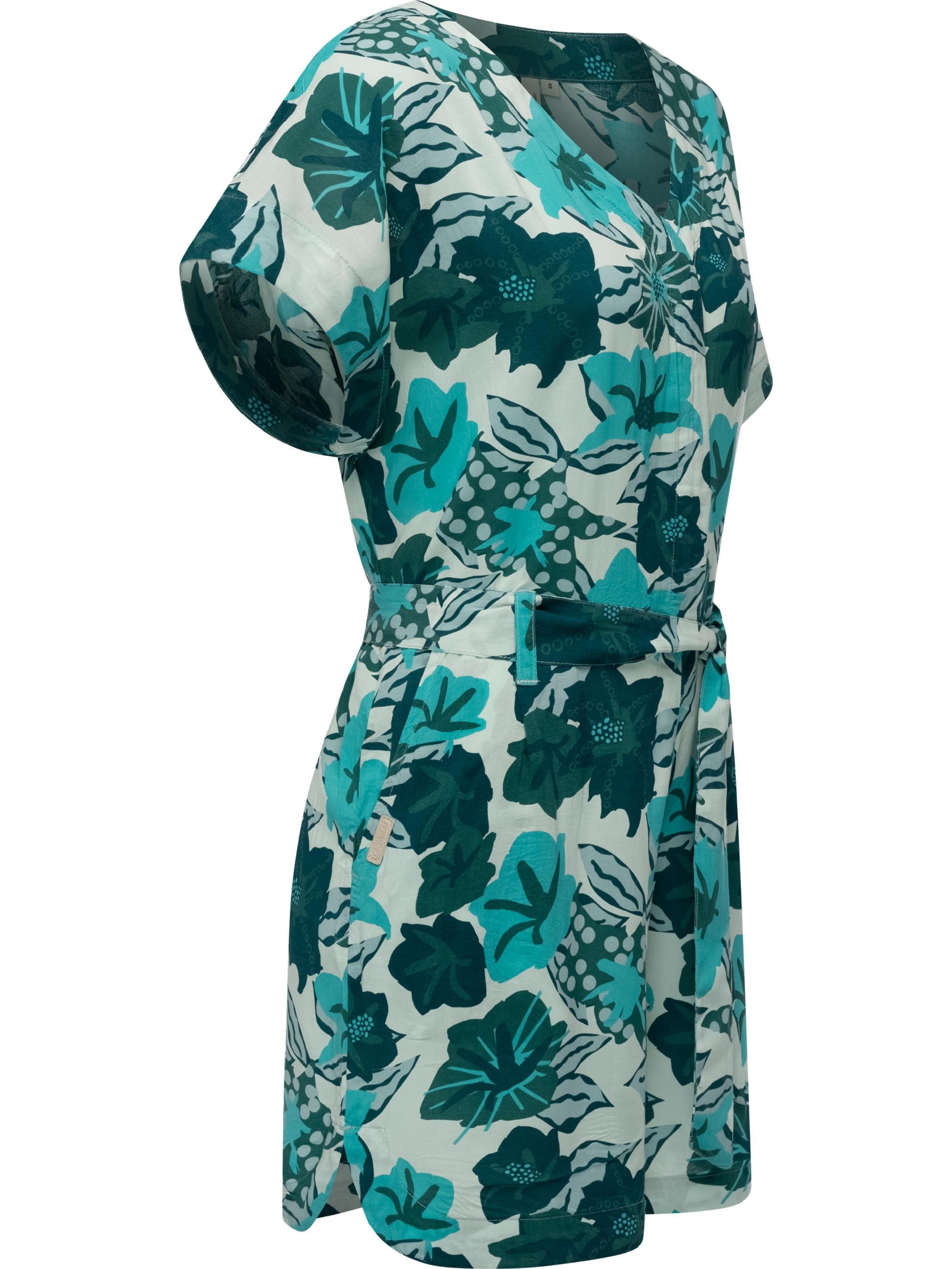 Kurzarm Jumpsuit mit Taillenband "Salwin" Aqua