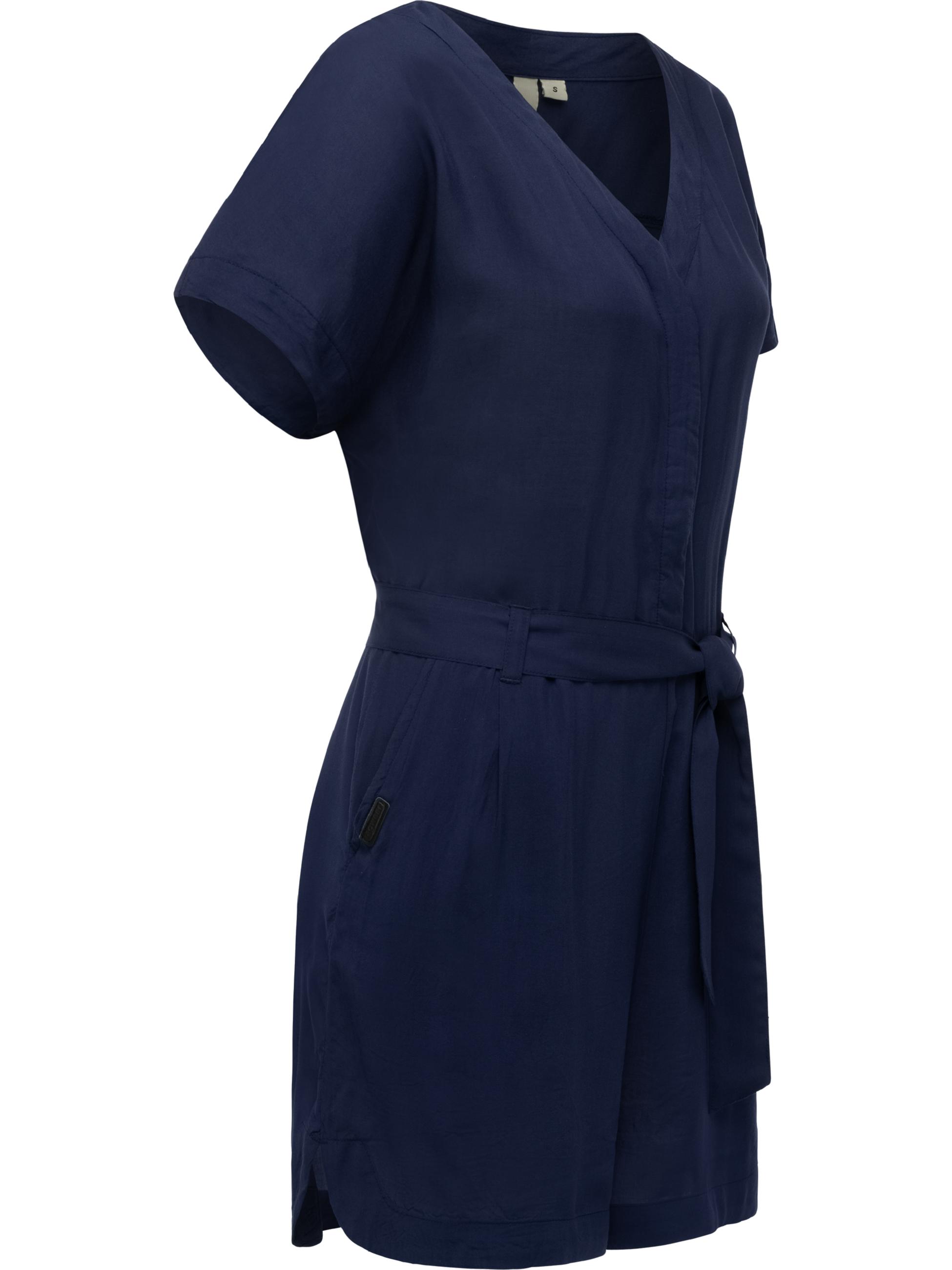 Kurzarm Jumpsuit mit Taillenband "Salwin Solid" Midnight