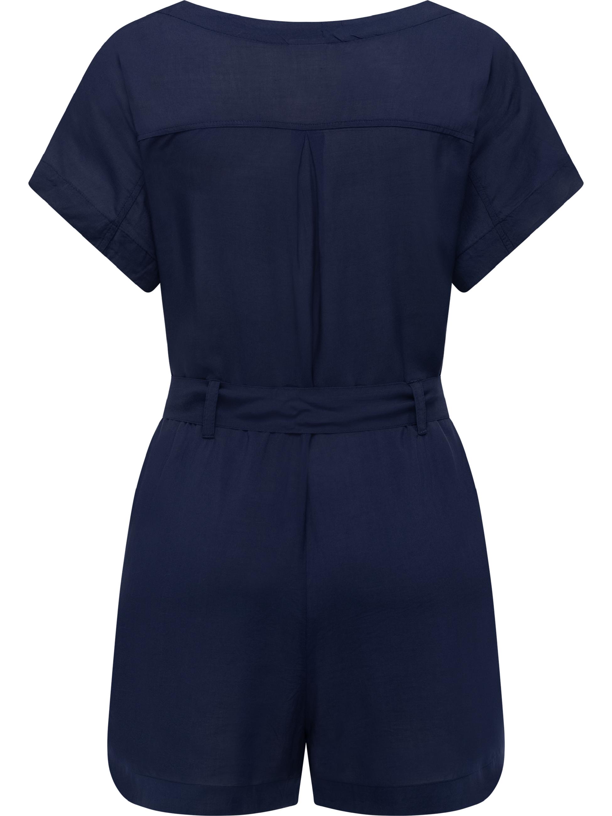 Kurzarm Jumpsuit mit Taillenband "Salwin Solid" Midnight