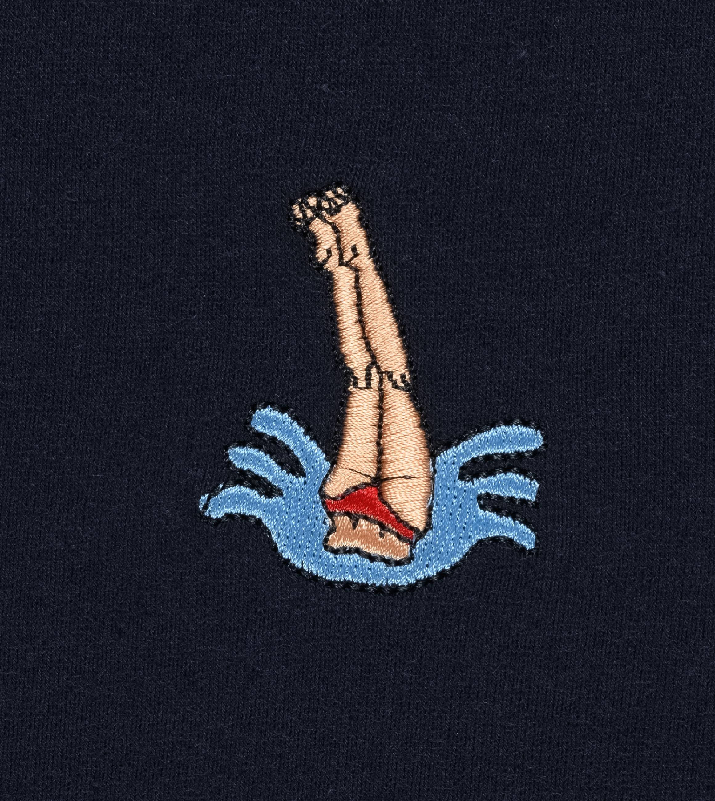 Boxy T-Shirt mit Schwimmer-Stickerei "Samms A Gots YOUMODO" Navy