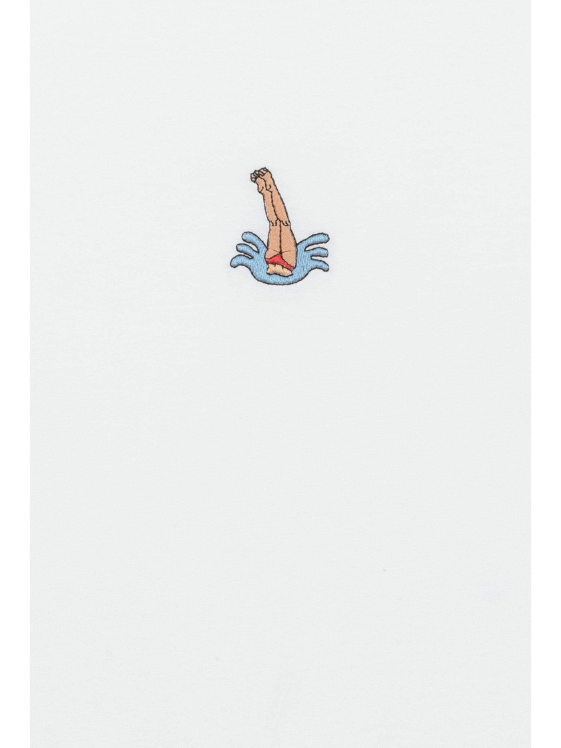 Boxy T-Shirt mit Schwimmer-Stickerei "Samms A Gots YOUMODO" White