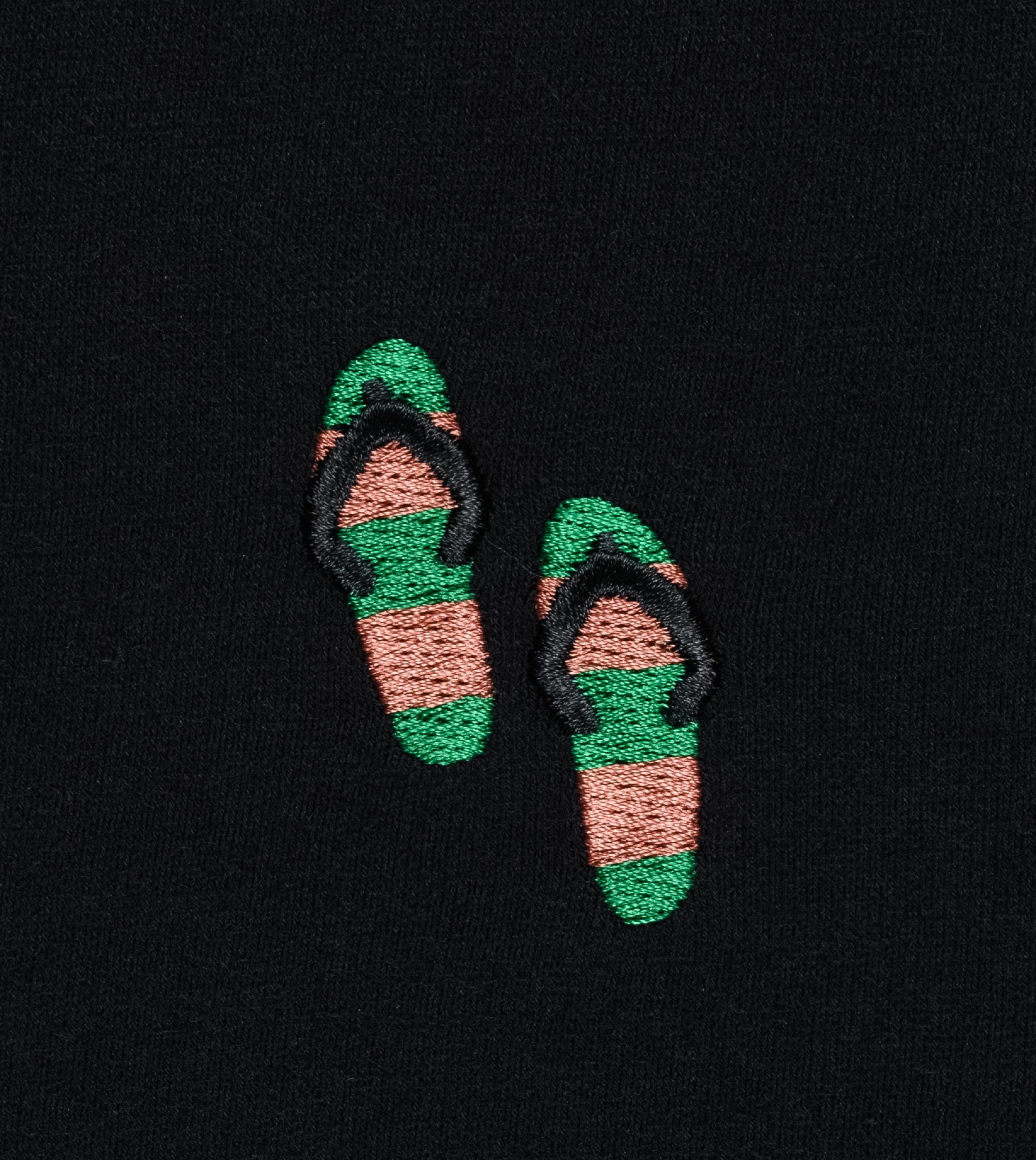 Boxy T-Shirt mit Beach-Slipper-Stickerei "Samms B Gots YOUMODO" Black