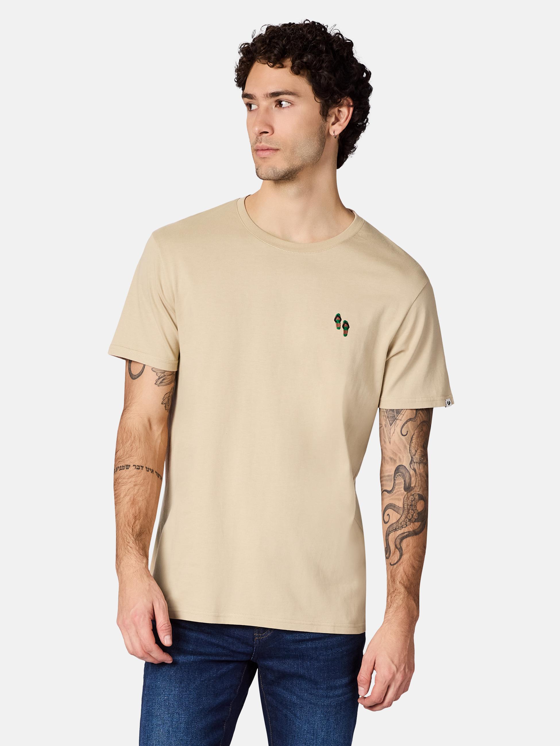 Boxy T-Shirt mit Beach-Slipper-Stickerei "Samms B Gots YOUMODO" Sand