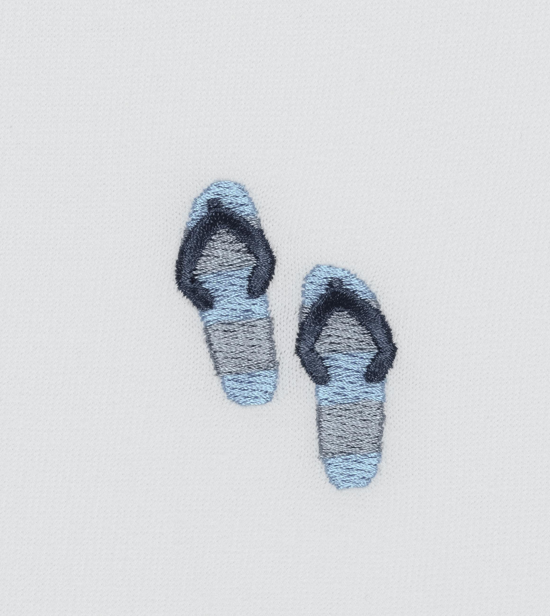 Boxy T-Shirt mit Beach-Slipper-Stickerei "Samms B Gots YOUMODO" White