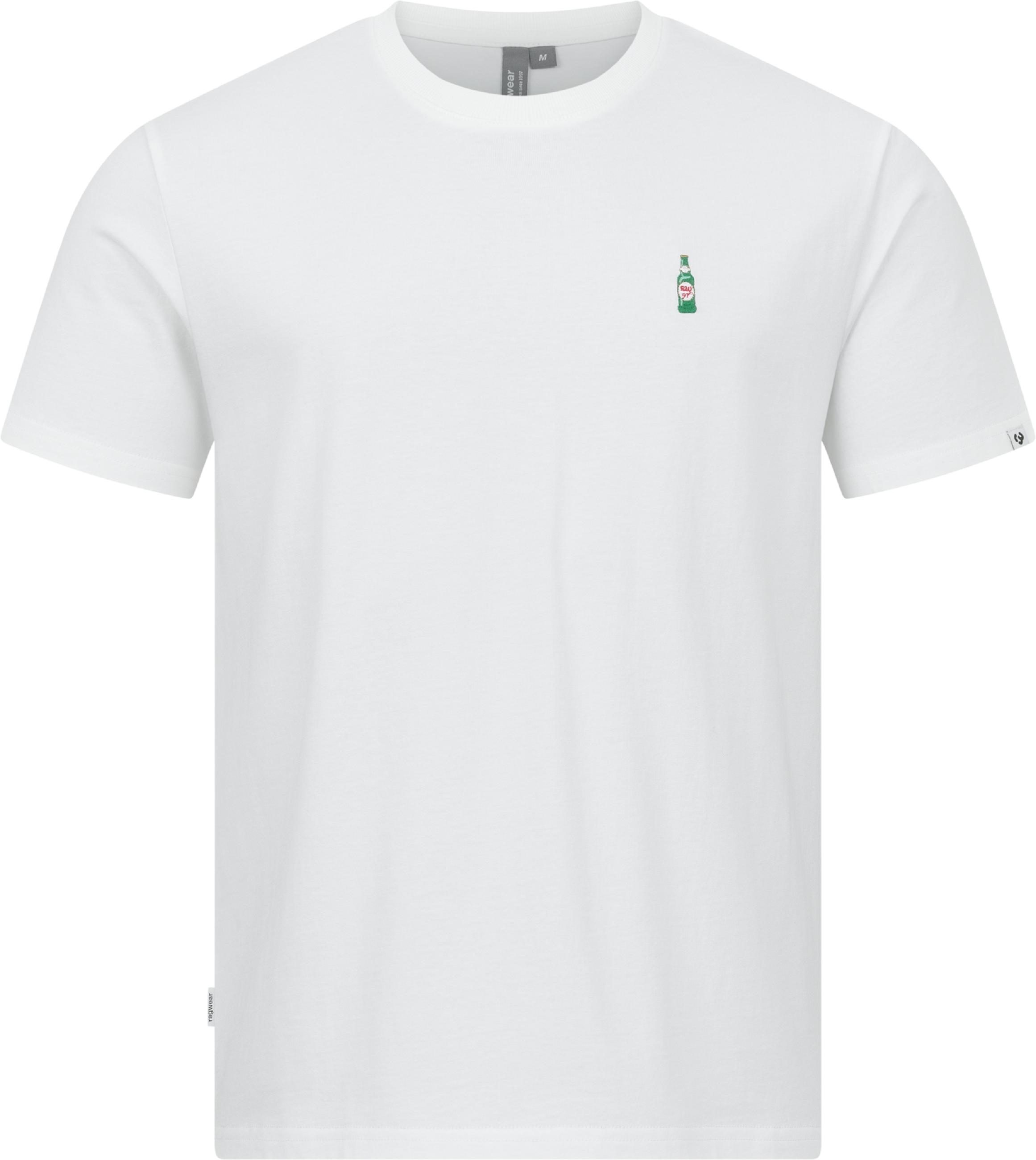 Boxy T-Shirt mit Bierflasche-Stickerei "Samms C Gots YOUMODO" White