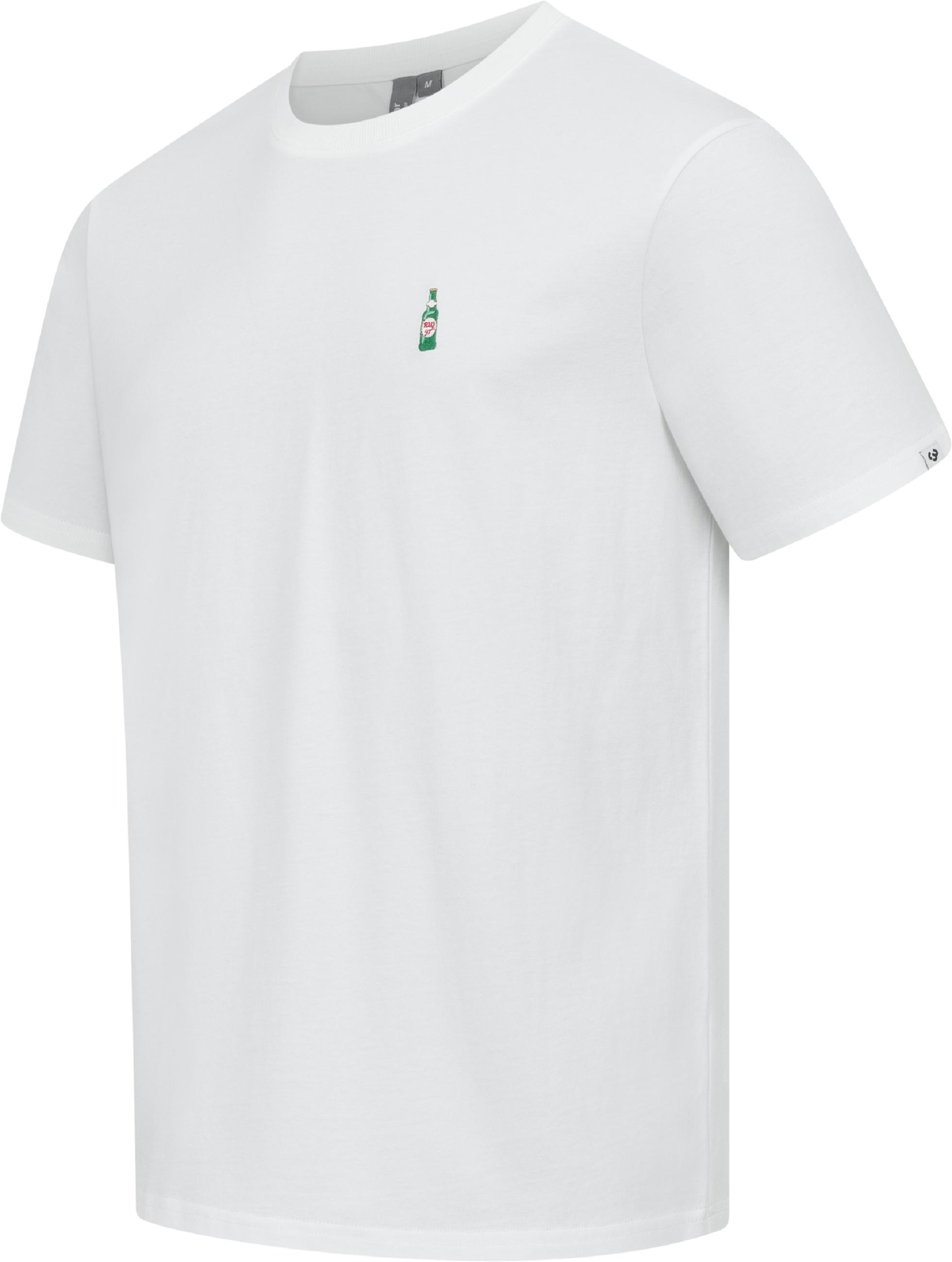 Boxy T-Shirt mit Bierflasche-Stickerei "Samms C Gots YOUMODO" White