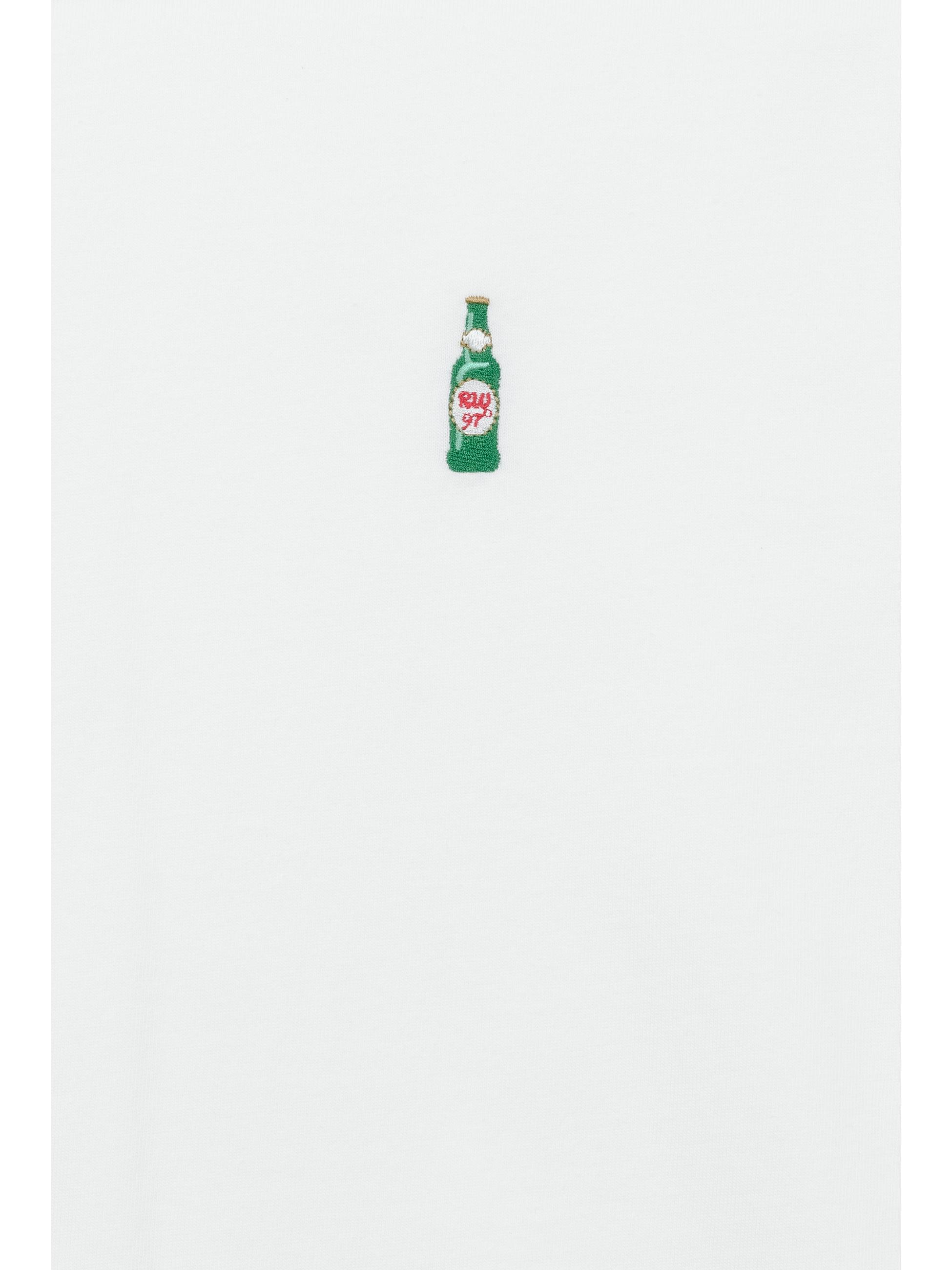 Boxy T-Shirt mit Bierflasche-Stickerei "Samms C Gots YOUMODO" White