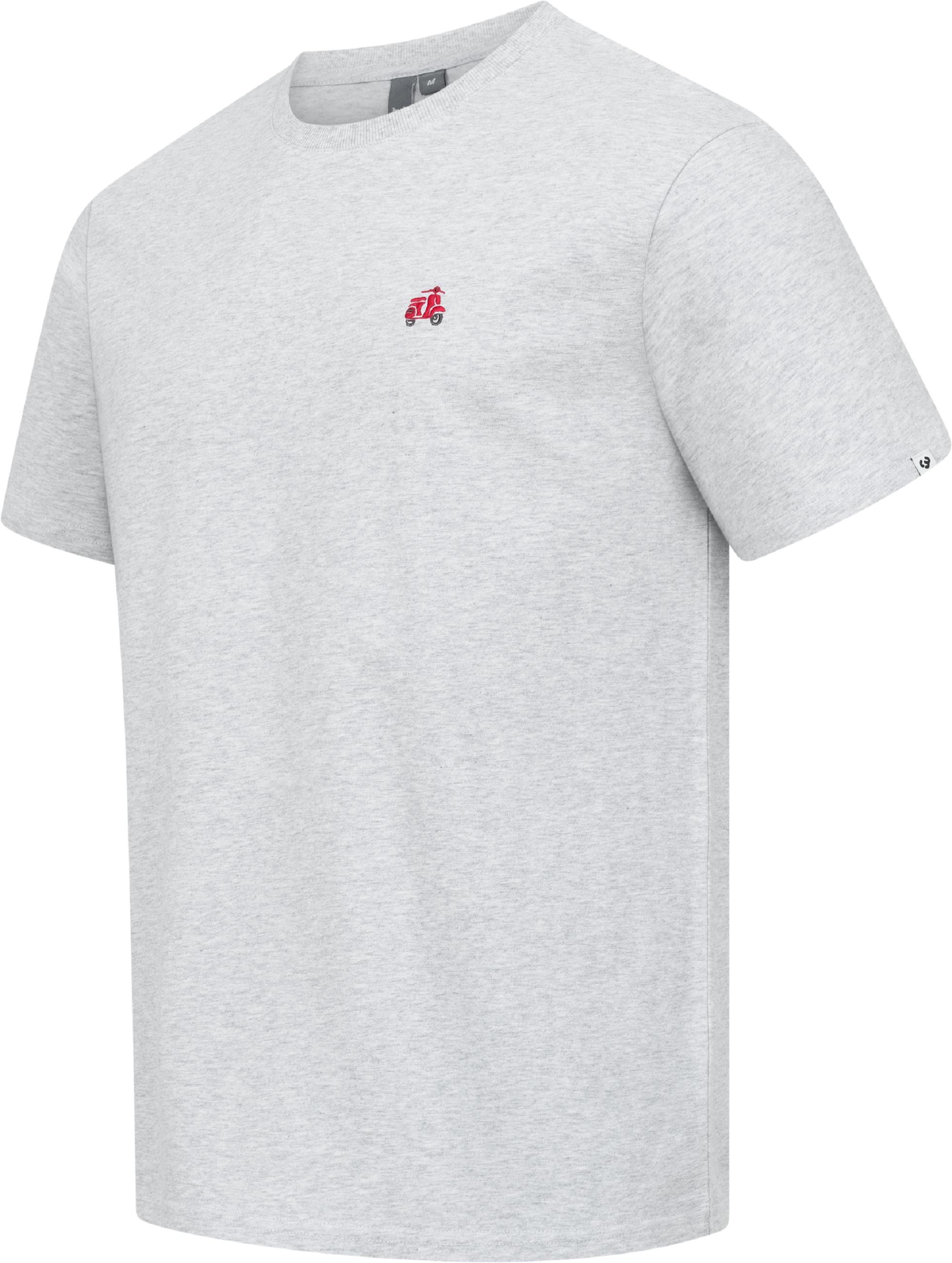 Boxy T-Shirt mit Retro-Roller-Stickerei "Samms F Gots YOUMODO" Grey Melange