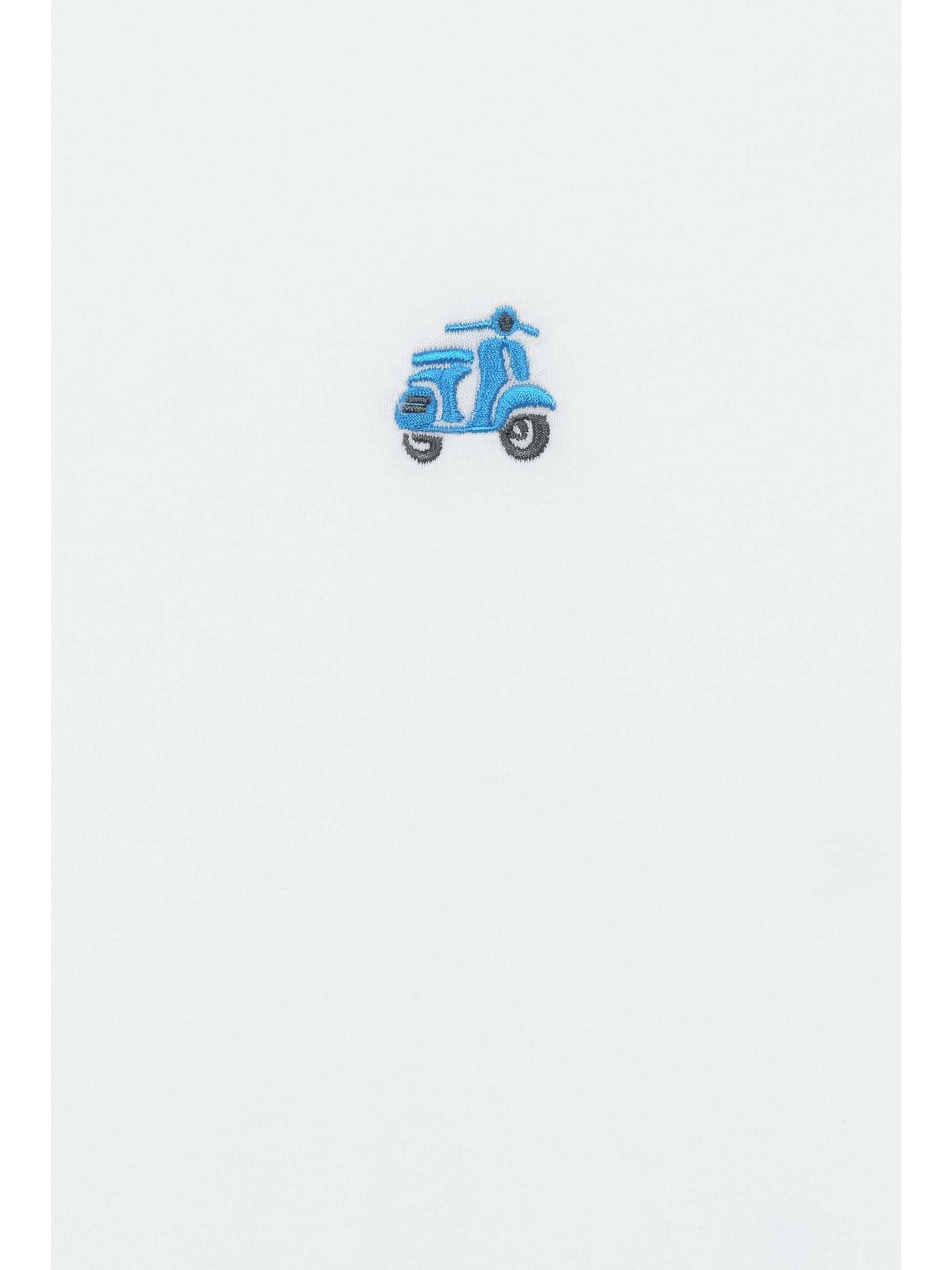 Boxy T-Shirt mit Retro-Roller-Stickerei "Samms F Gots YOUMODO" White