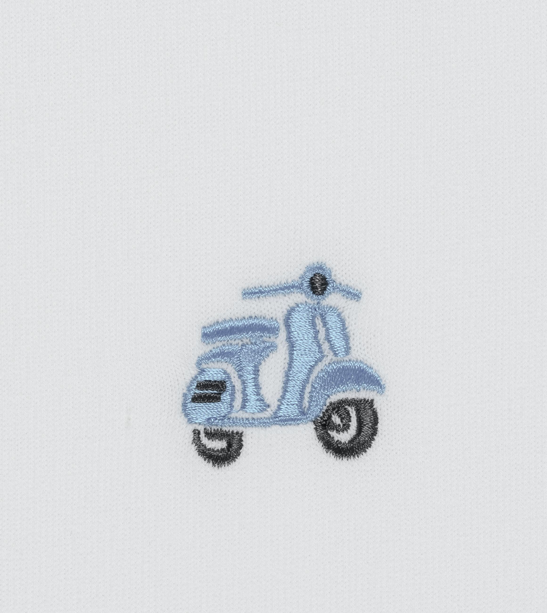 Boxy T-Shirt mit Retro-Roller-Stickerei "Samms F Gots YOUMODO" White