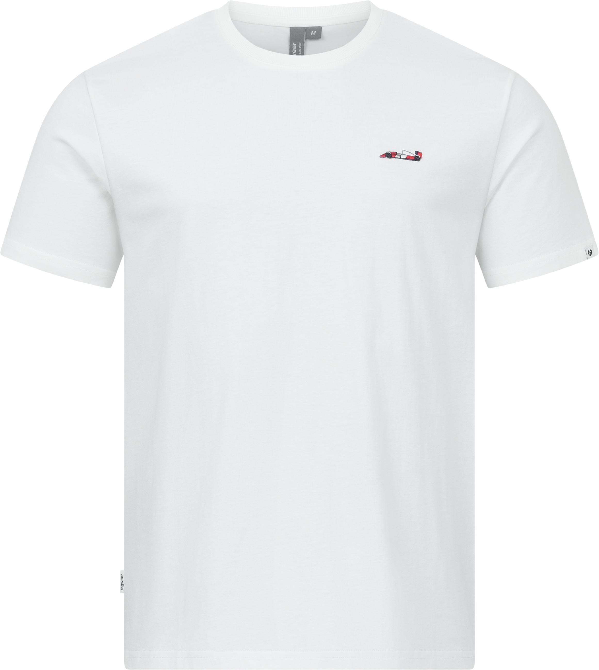 Boxy T-Shirt mit Rennwagen-Stickerei "Samms G Gots YOUMODO" White