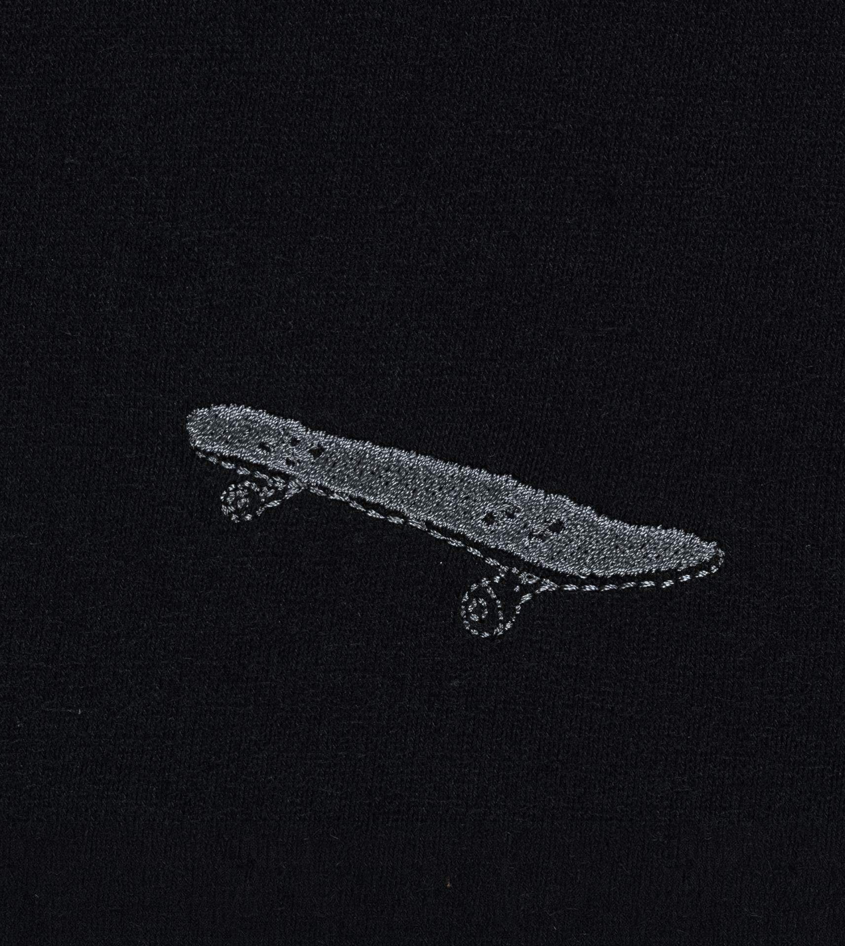 Boxy T-Shirt mit Skateboard-Stickerei "Samms I Gots YOUMODO" Black